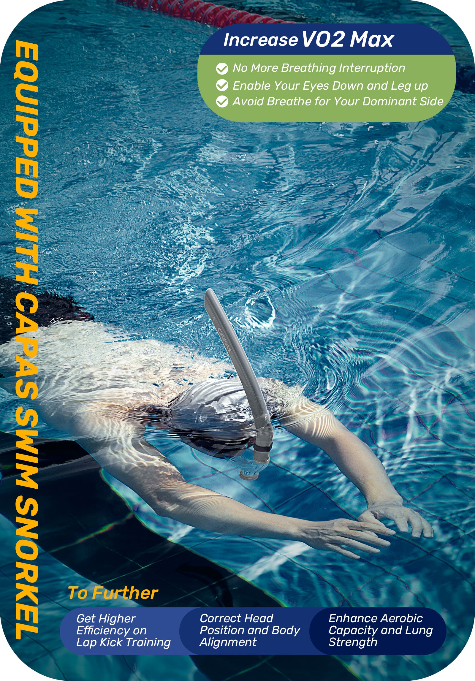 CAPAS Training Swim Snorkel, Grey Black