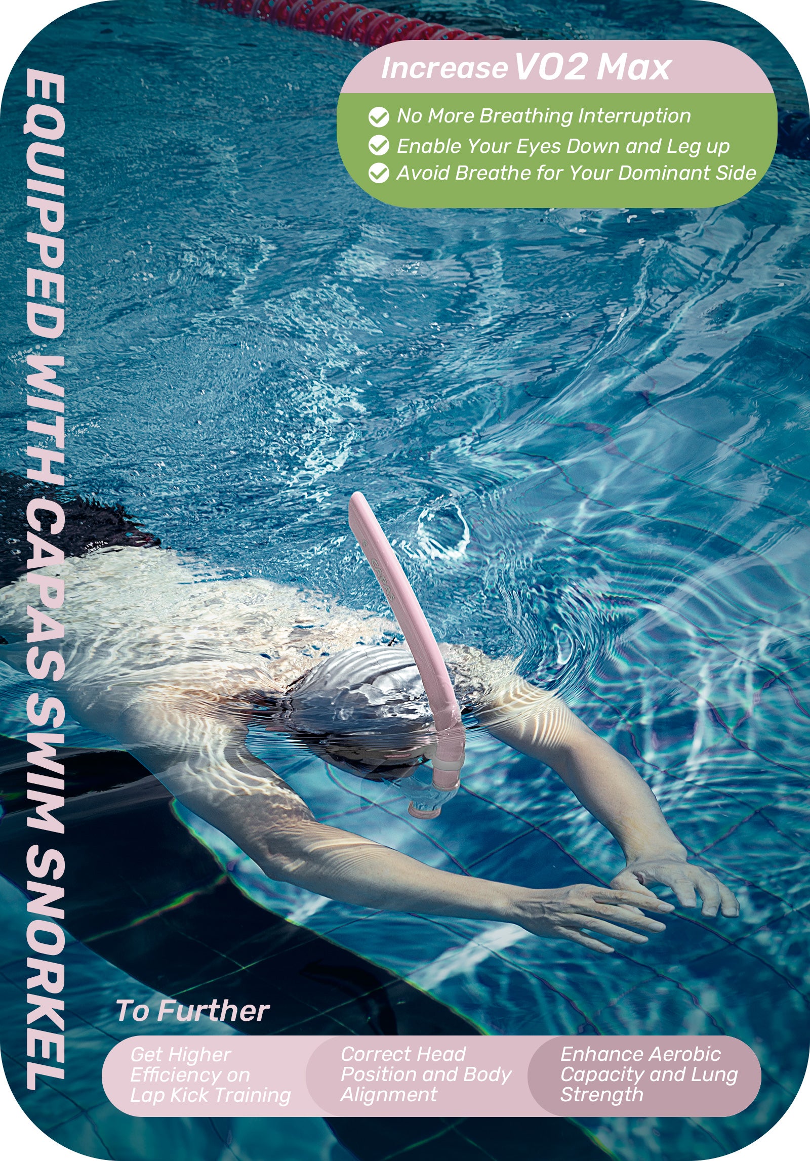 CAPAS Training Swim Snorkel, Pink White