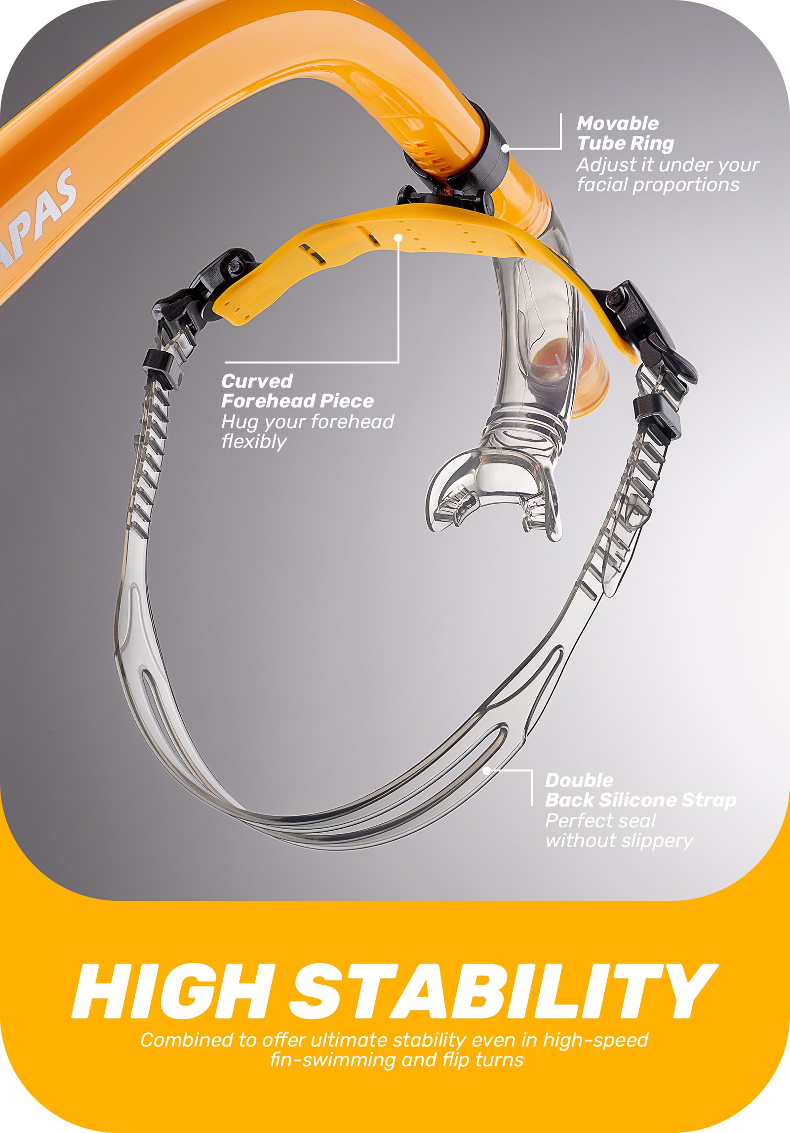 CAPAS Training Swim Snorkel, Orange Black