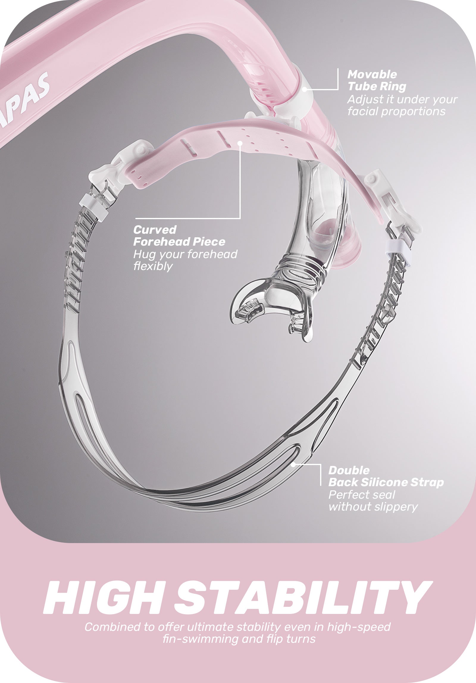 CAPAS Training Swim Snorkel, Pink White