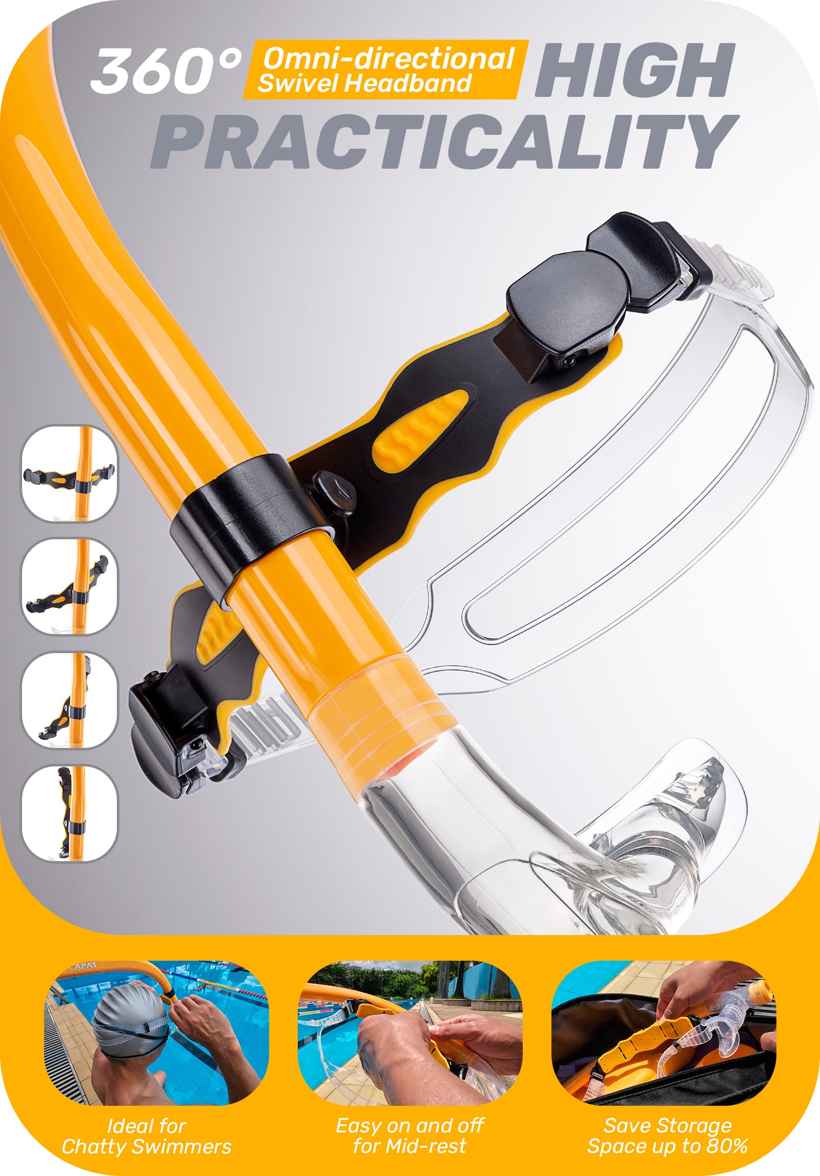 CAPAS Training Swim Snorkel, Orange Black
