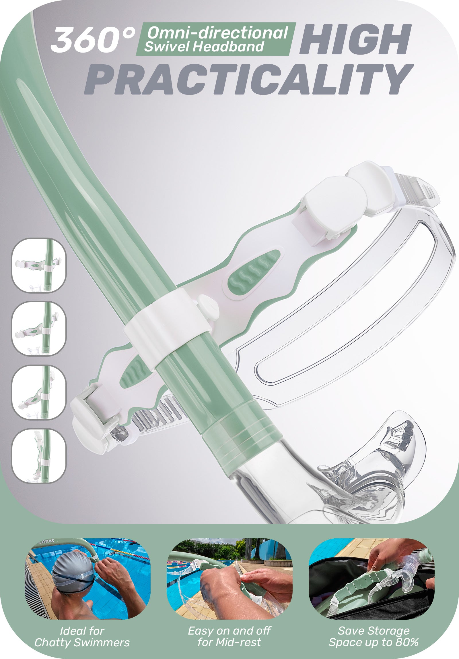 CAPAS Training Swim Snorkel, Green White