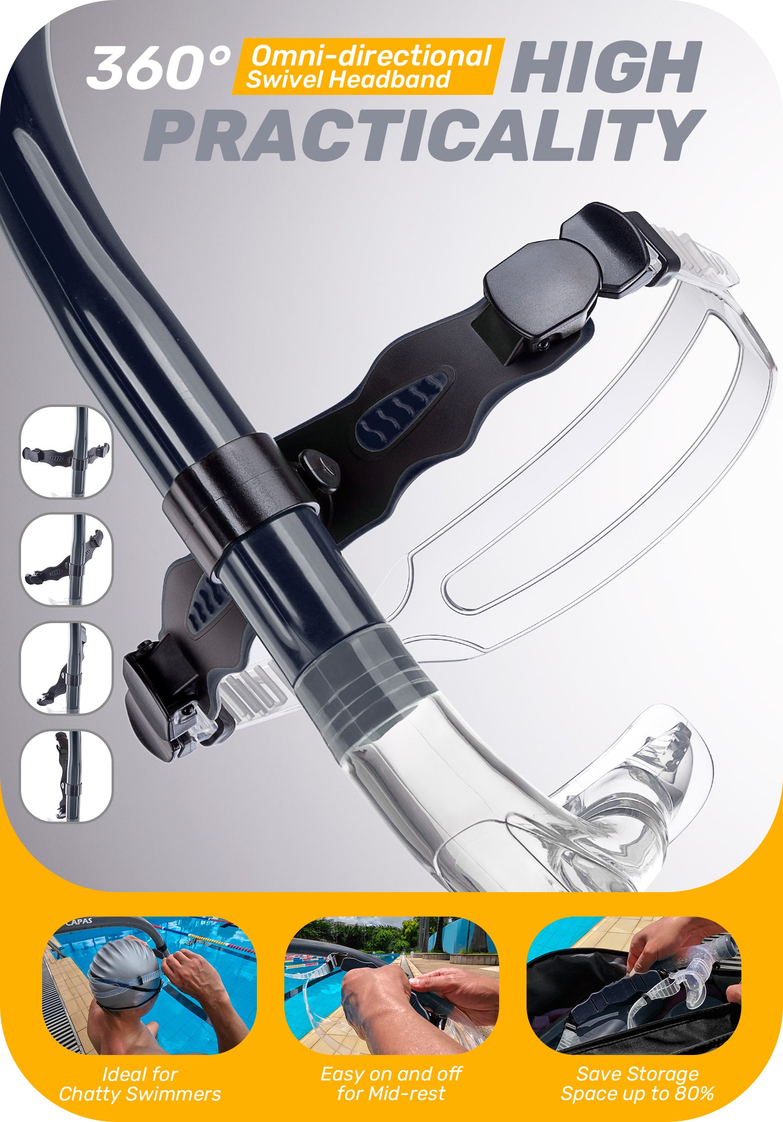 CAPAS Training Swim Snorkel, Navy Black