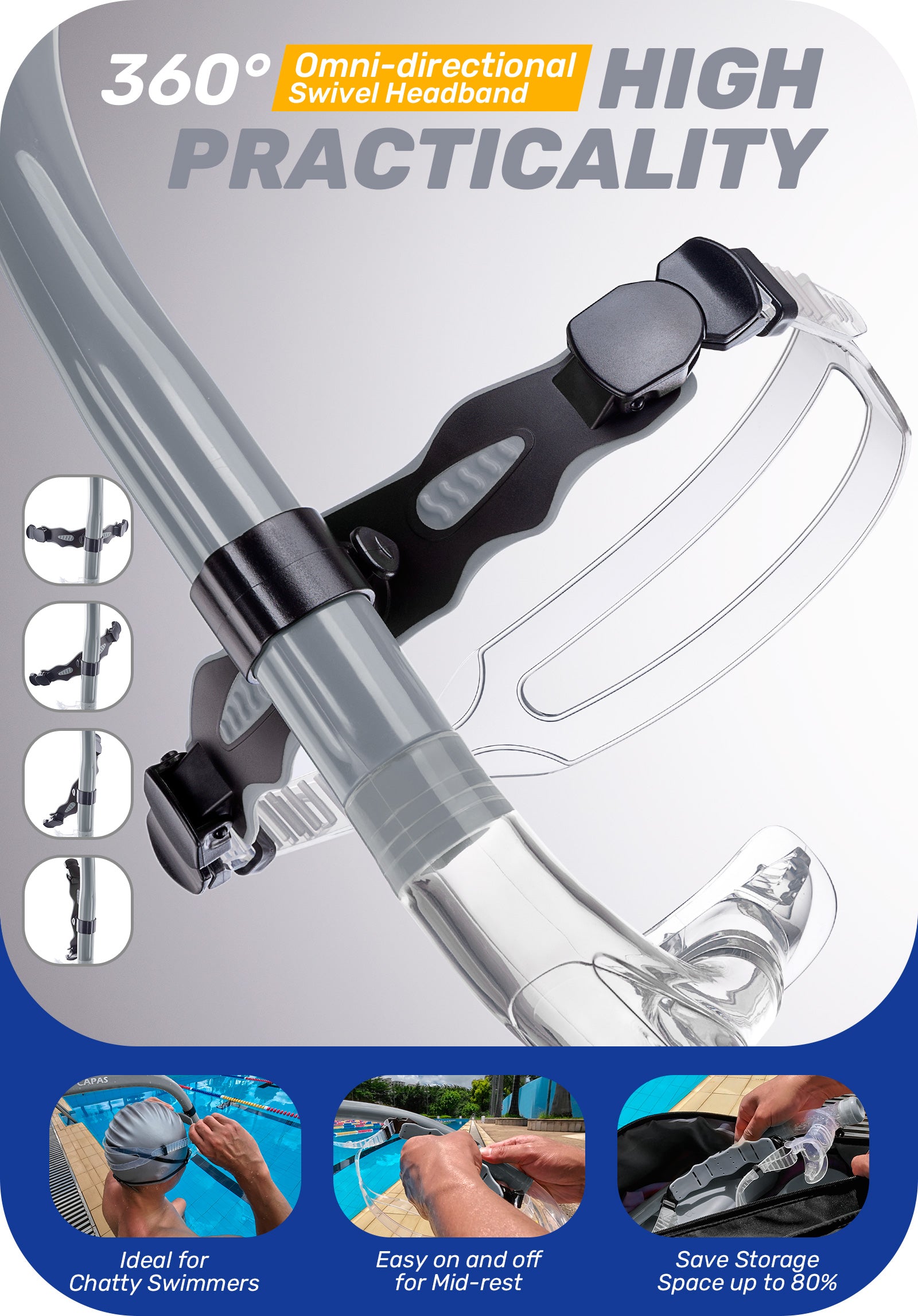 CAPAS Training Swim Snorkel, Grey Black
