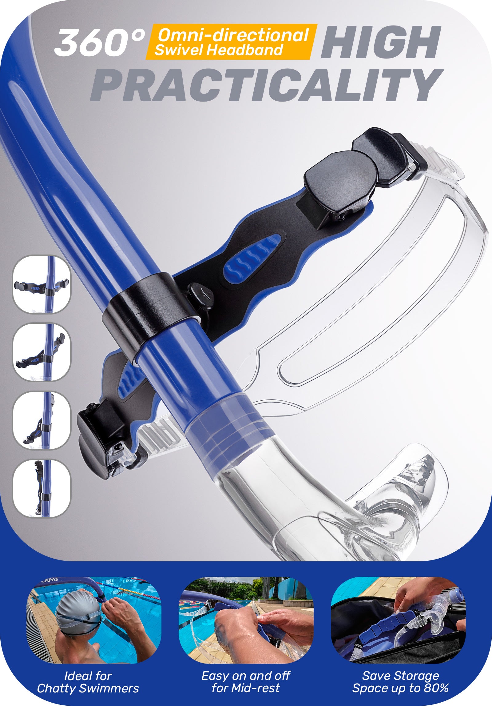 CAPAS Training Swim Snorkel, Blue Black
