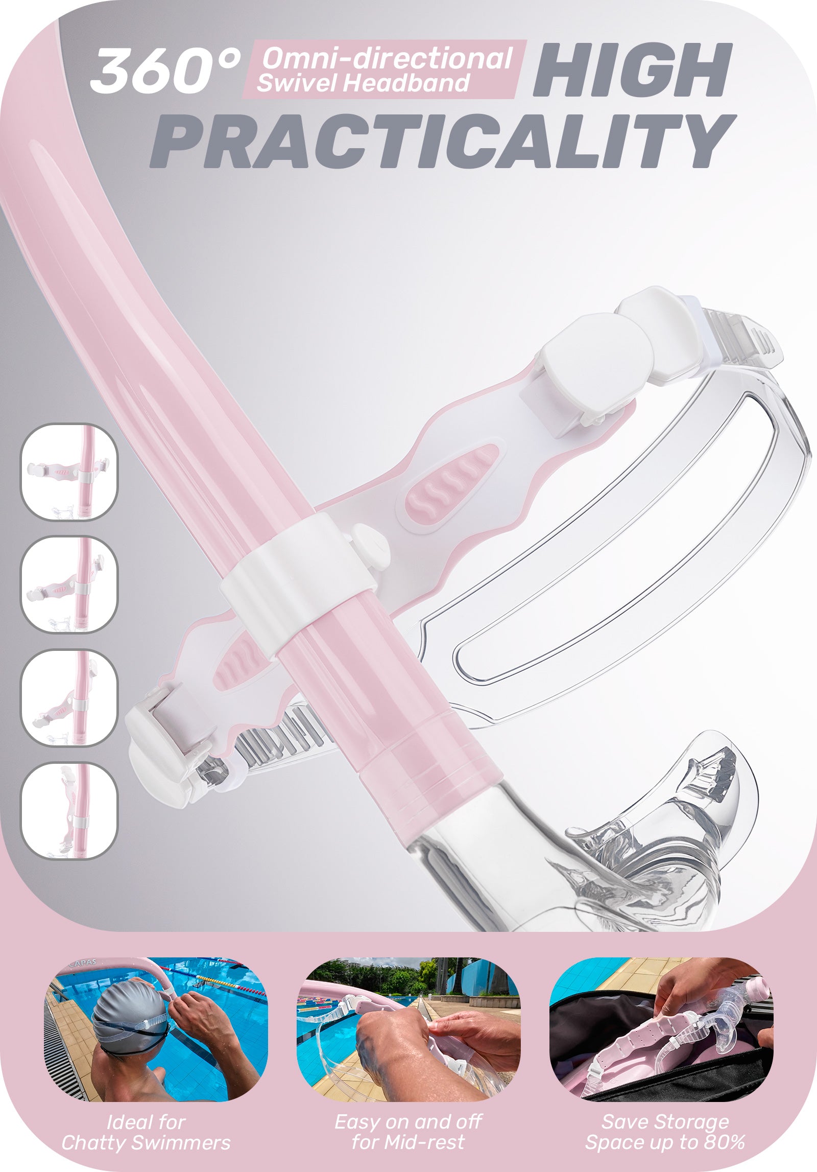 CAPAS Training Swim Snorkel, Pink White