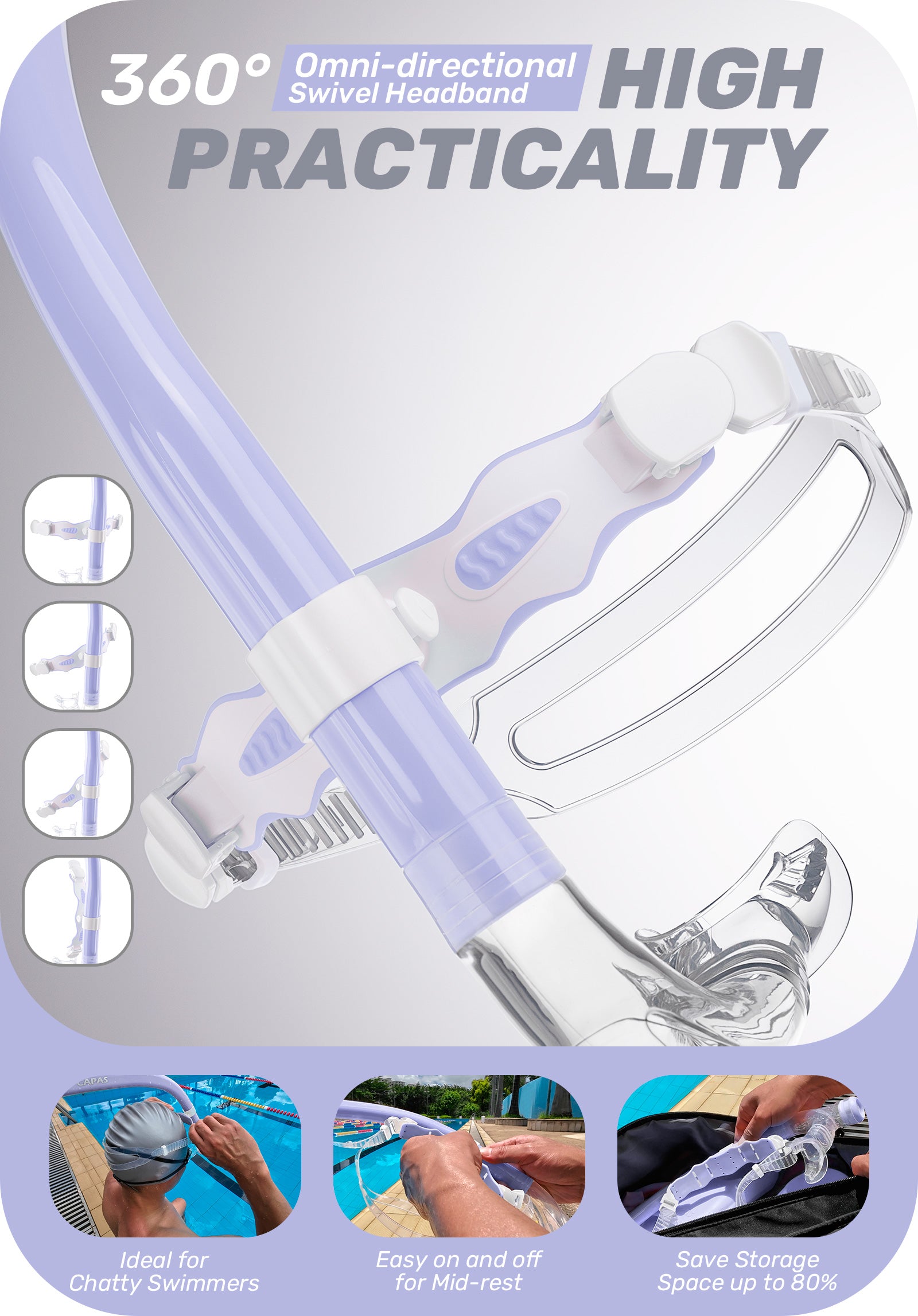 CAPAS Training Swim Snorkel, Purple White