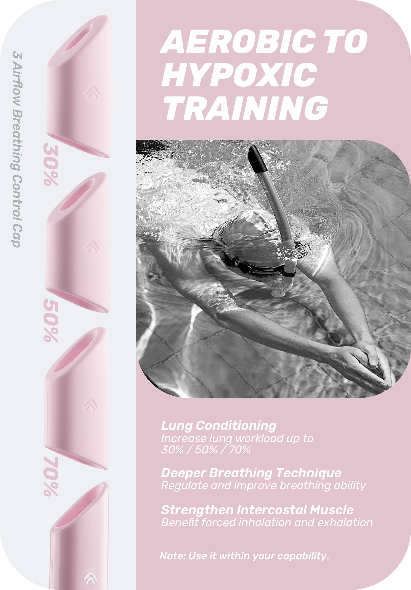 CAPAS Training Swim Snorkel, Pink White