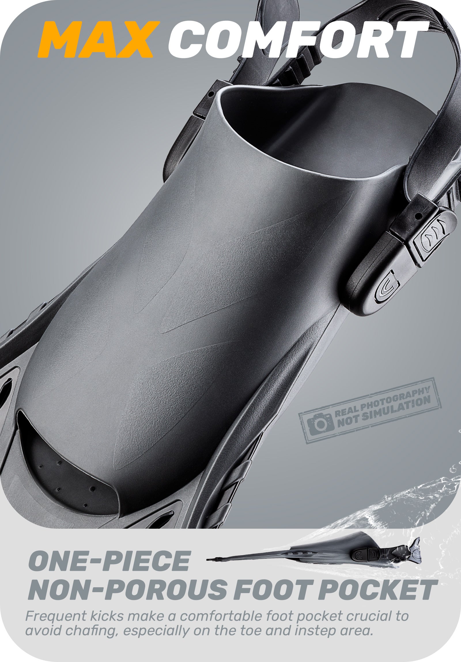 CAPAS Swim Fins for Snokeling, black