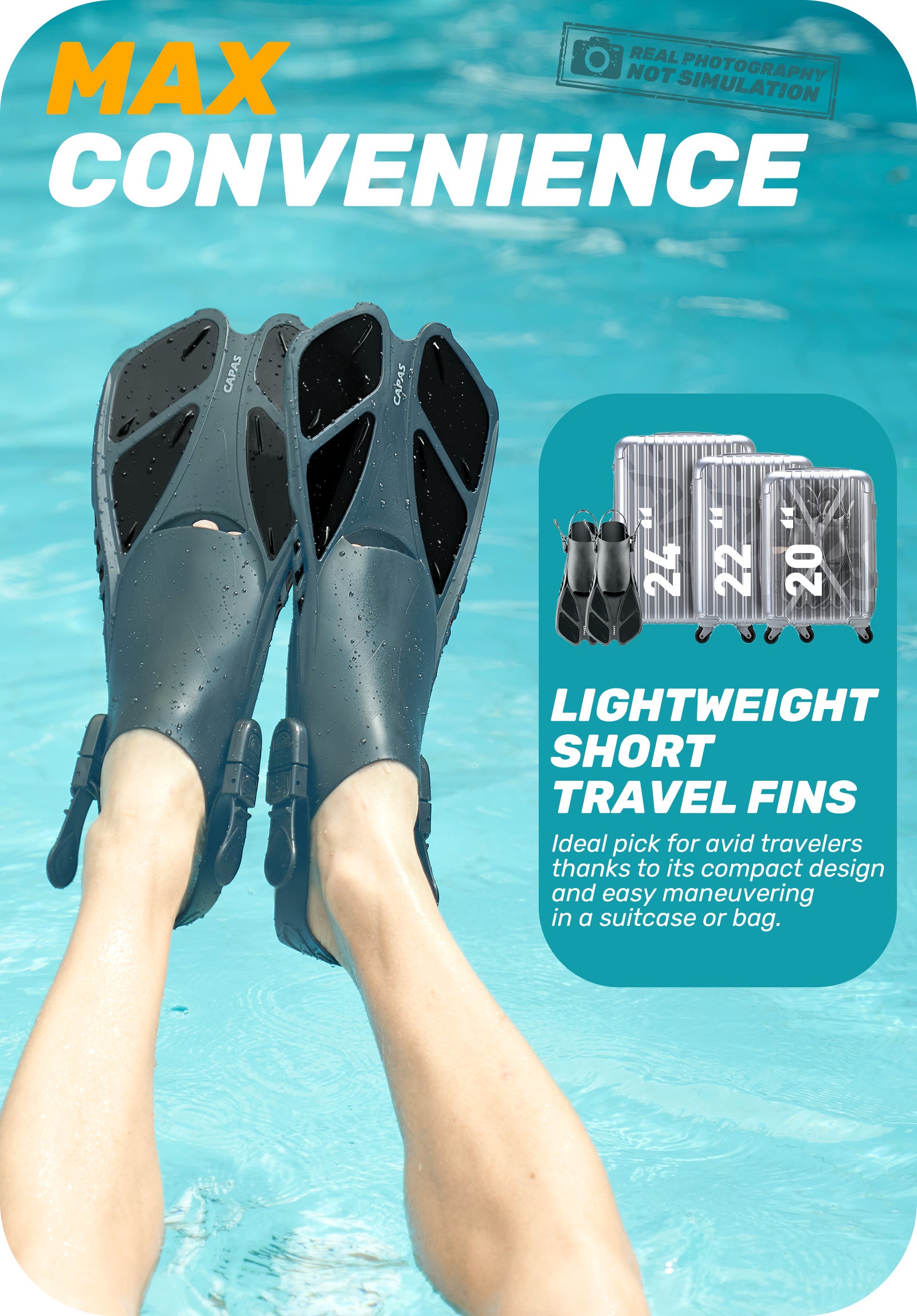 CAPAS Swim Fins for Snokeling, black