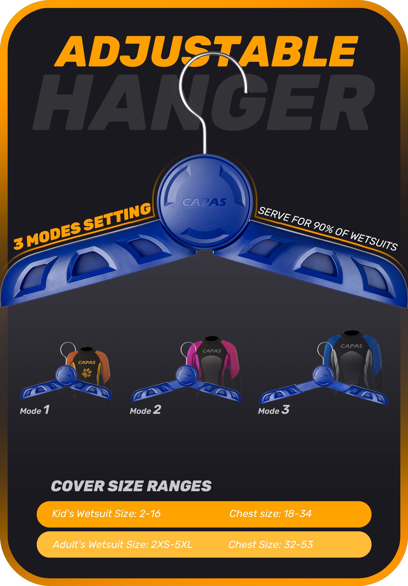 CAPAS Adjustable Wetsuit Hanger, Blue