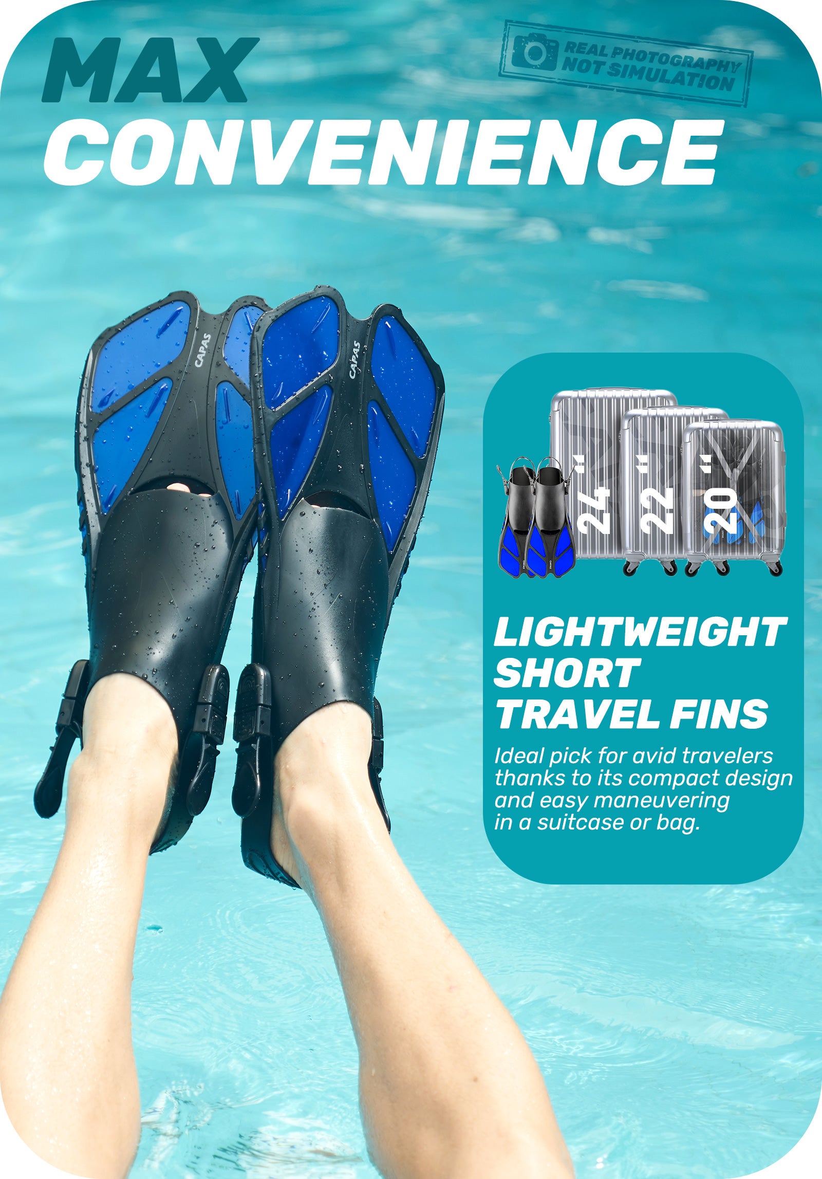 CAPAS Swim Fins for Snokeling, blue