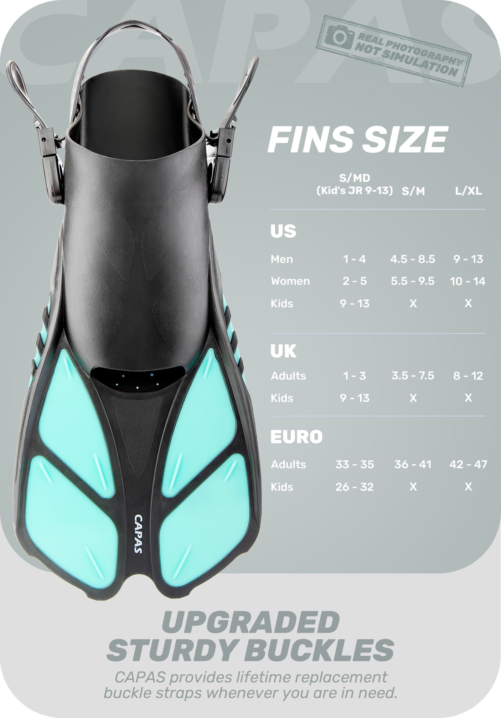 CAPAS Swim Fins for Snokeling, green