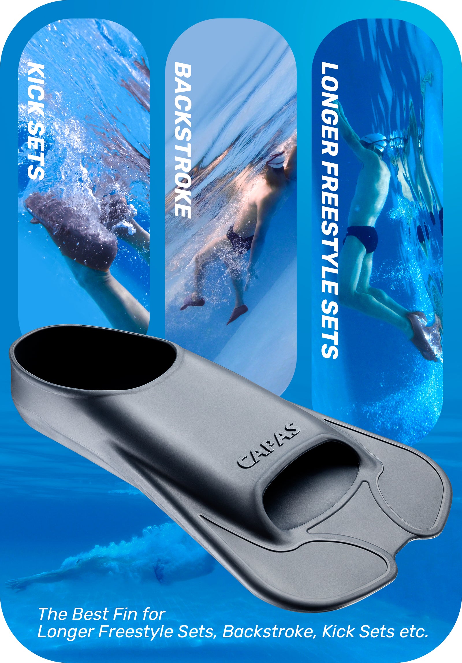 CAPAS Swim Training Fins Short Blade, Navy