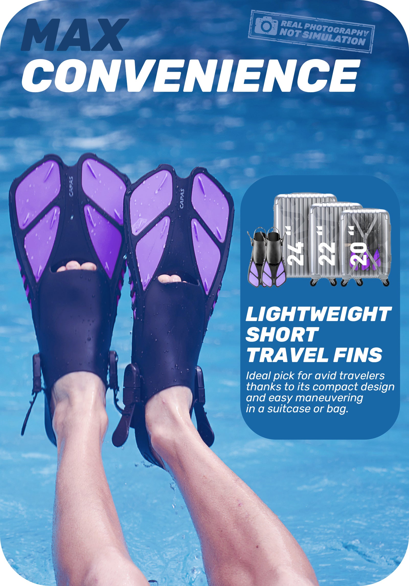CAPAS Swim Fins for Snokeling, purple