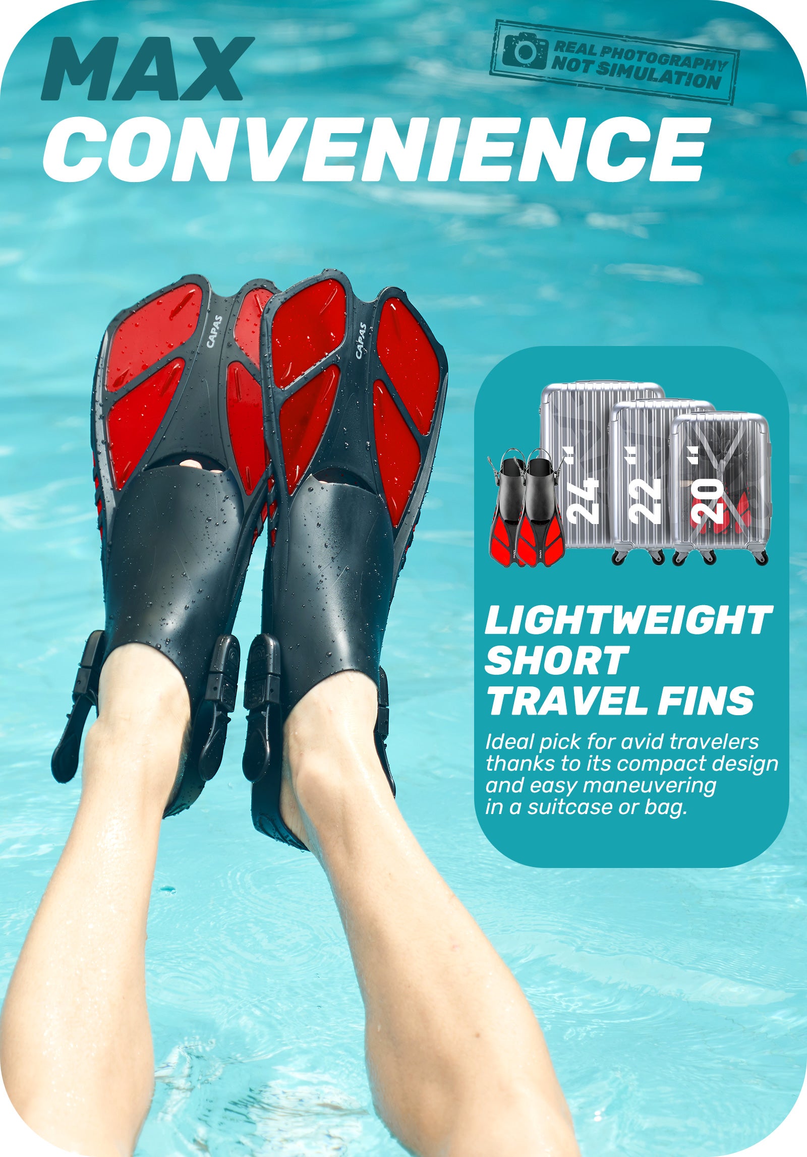 CAPAS Swim Fins for Snokeling, red
