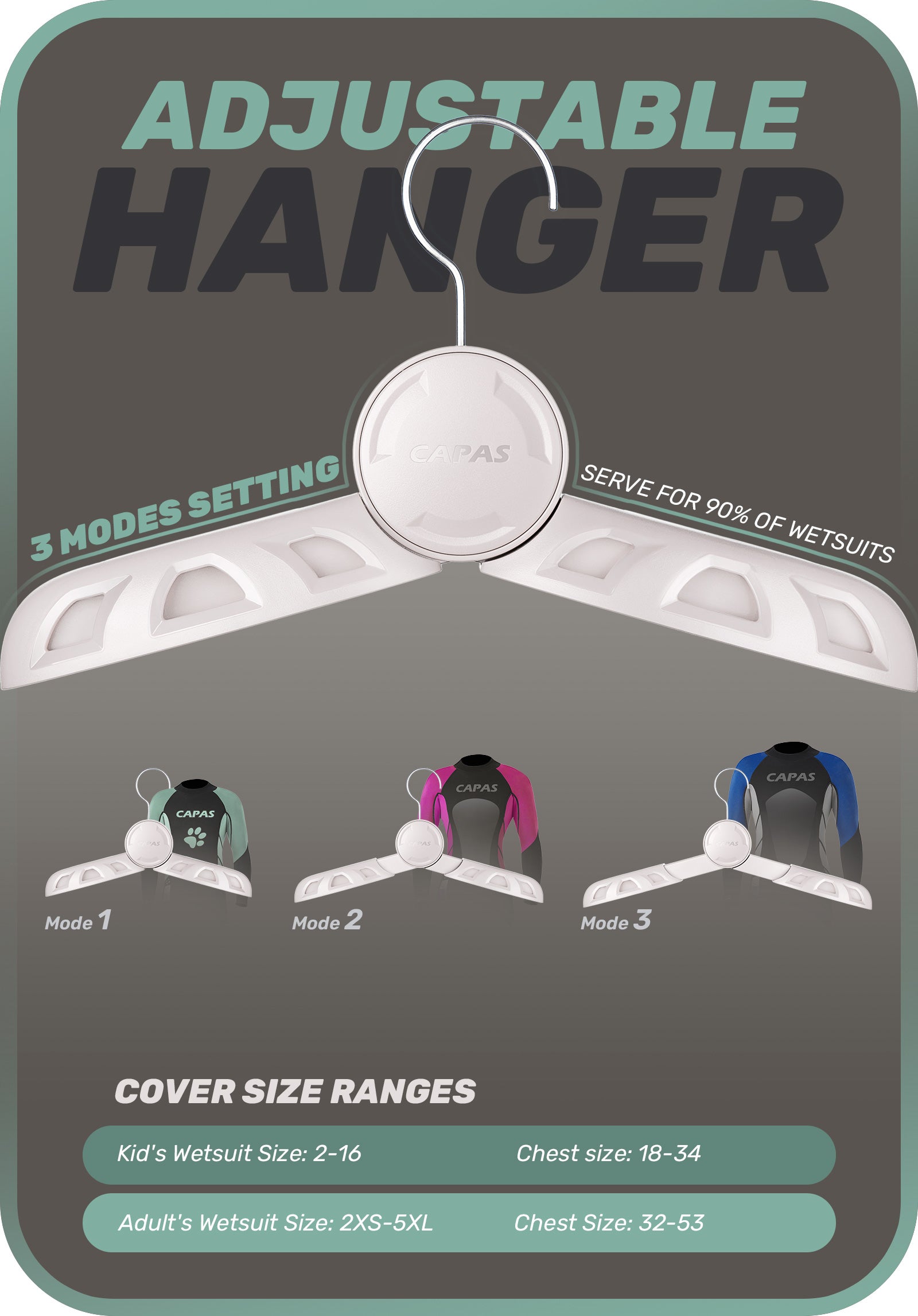 CAPAS Adjustable Wetsuit Hanger, White