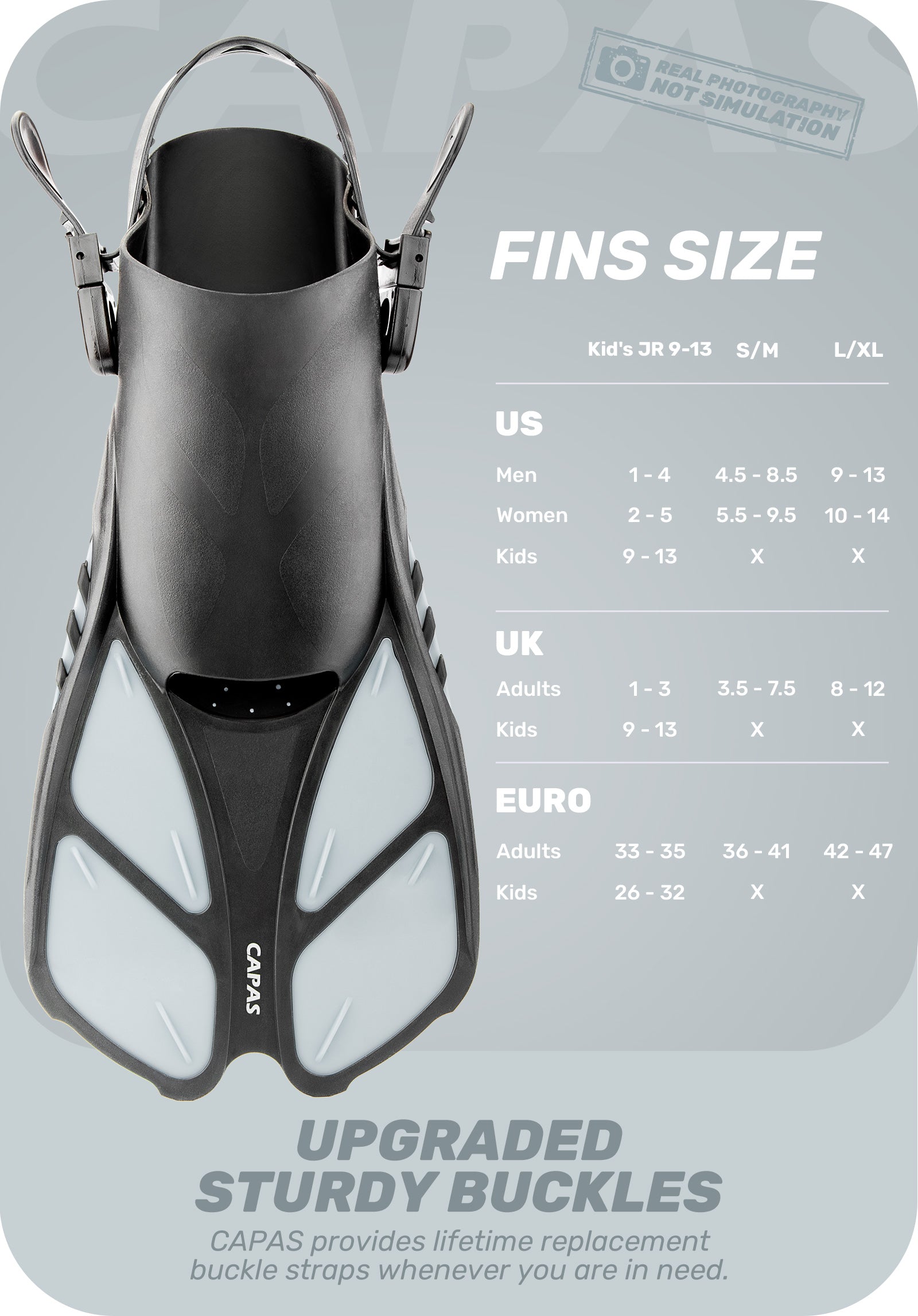 CAPAS Swim Fins for Snokeling, white
