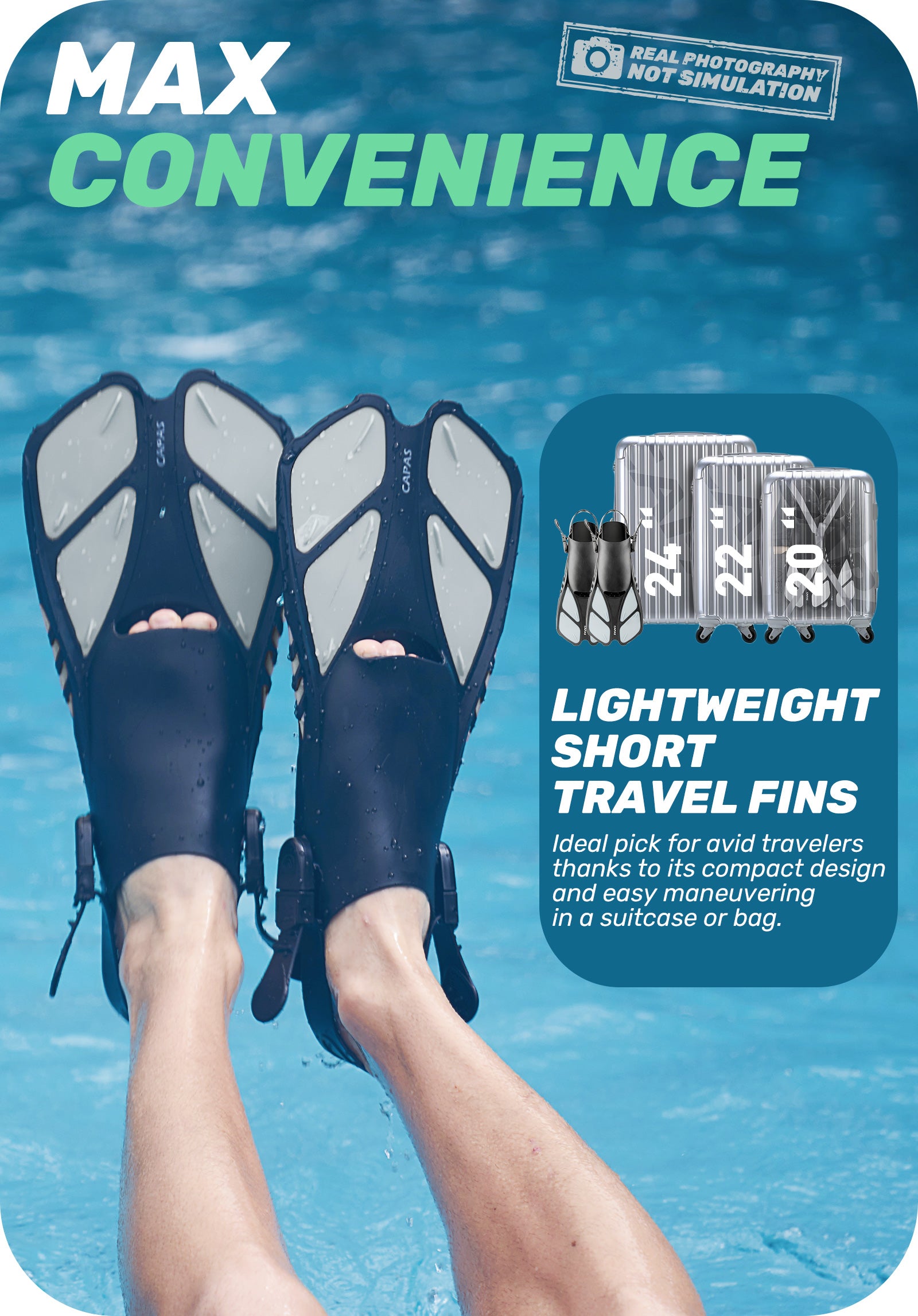 CAPAS Swim Fins for Snokeling, white