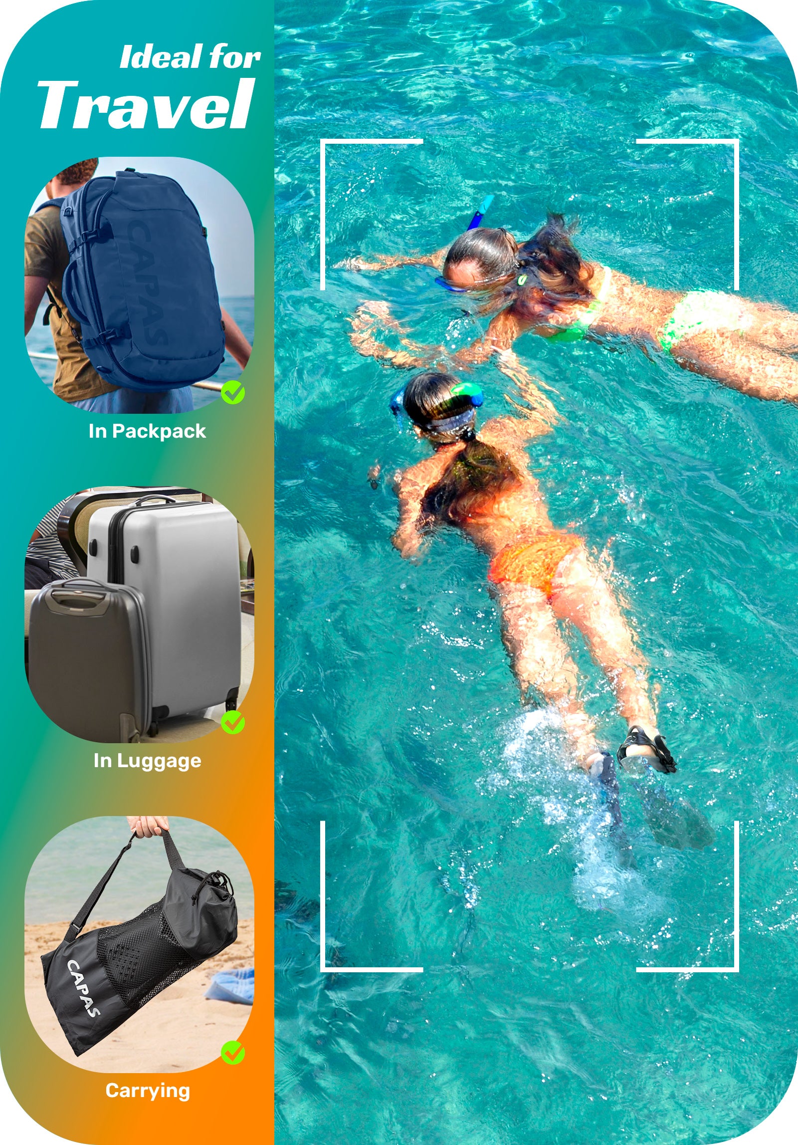 CAPAS Snorkel Fins, Blue