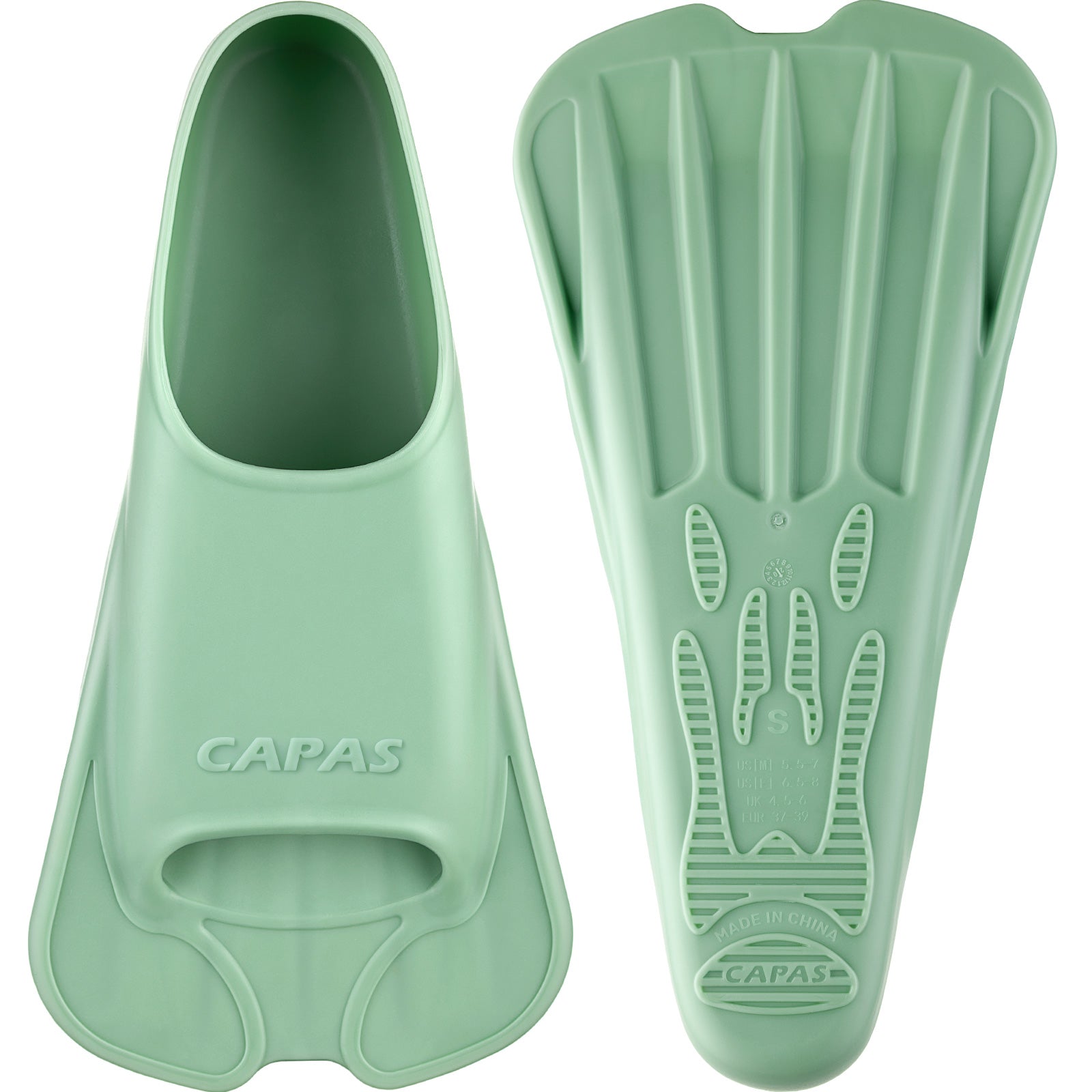 CAPAS Swim Training Fins Short Blade, Green
