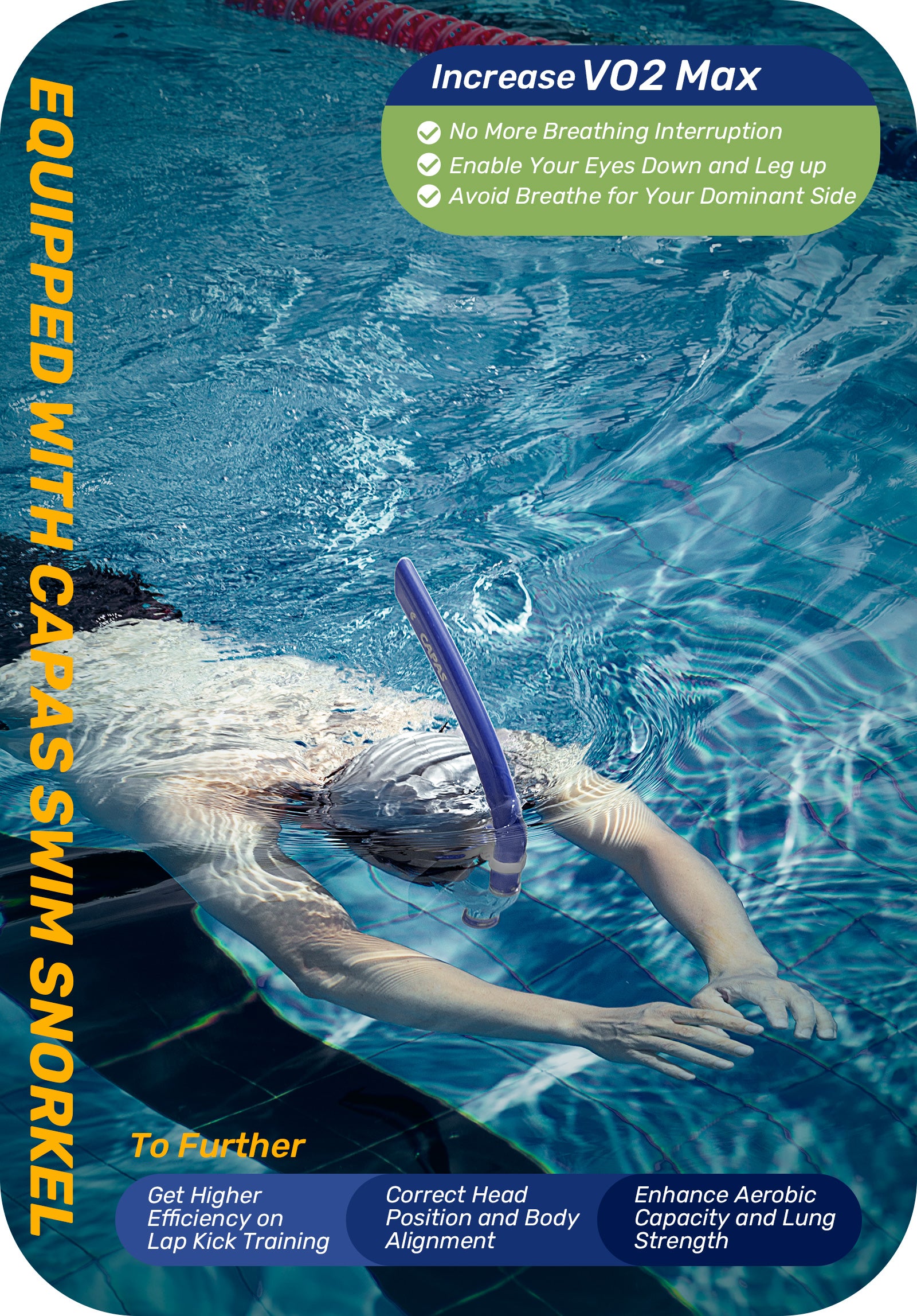 CAPAS Training Swim Snorkel, Blue White