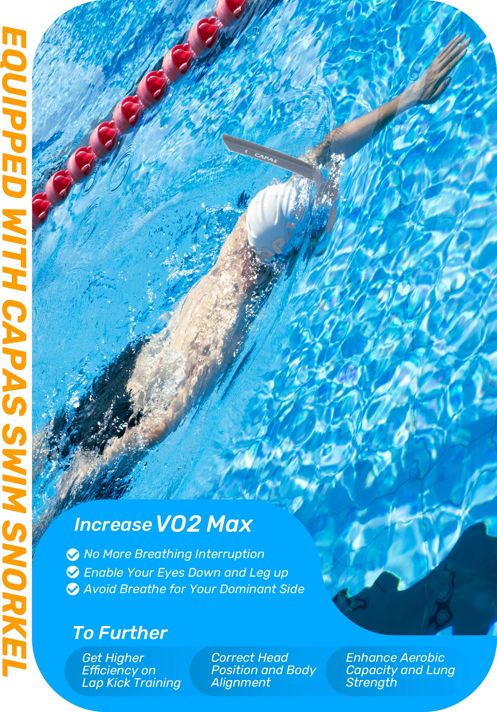 CAPAS Training Swim Snorkel, Grey Black