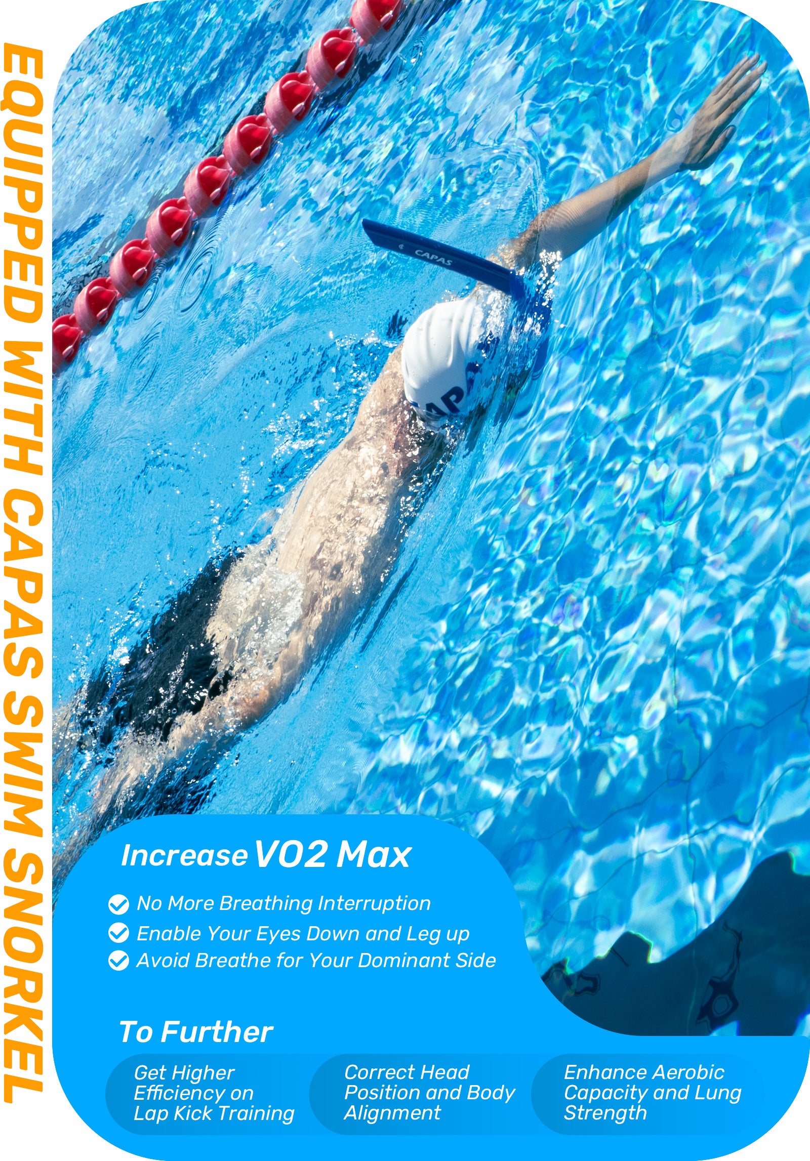 CAPAS Training Swim Snorkel, Blue White