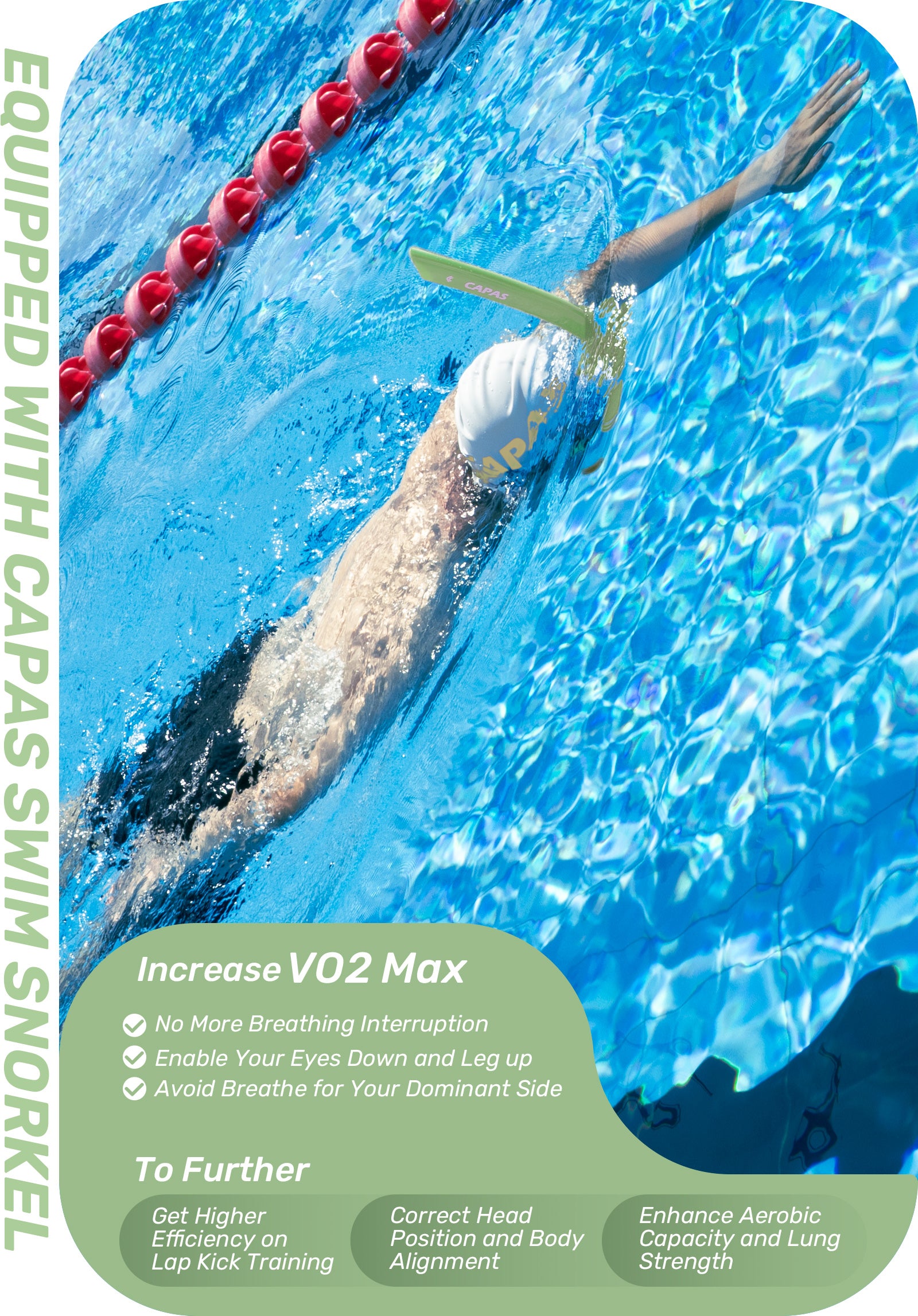 CAPAS Training Swim Snorkel, Green White