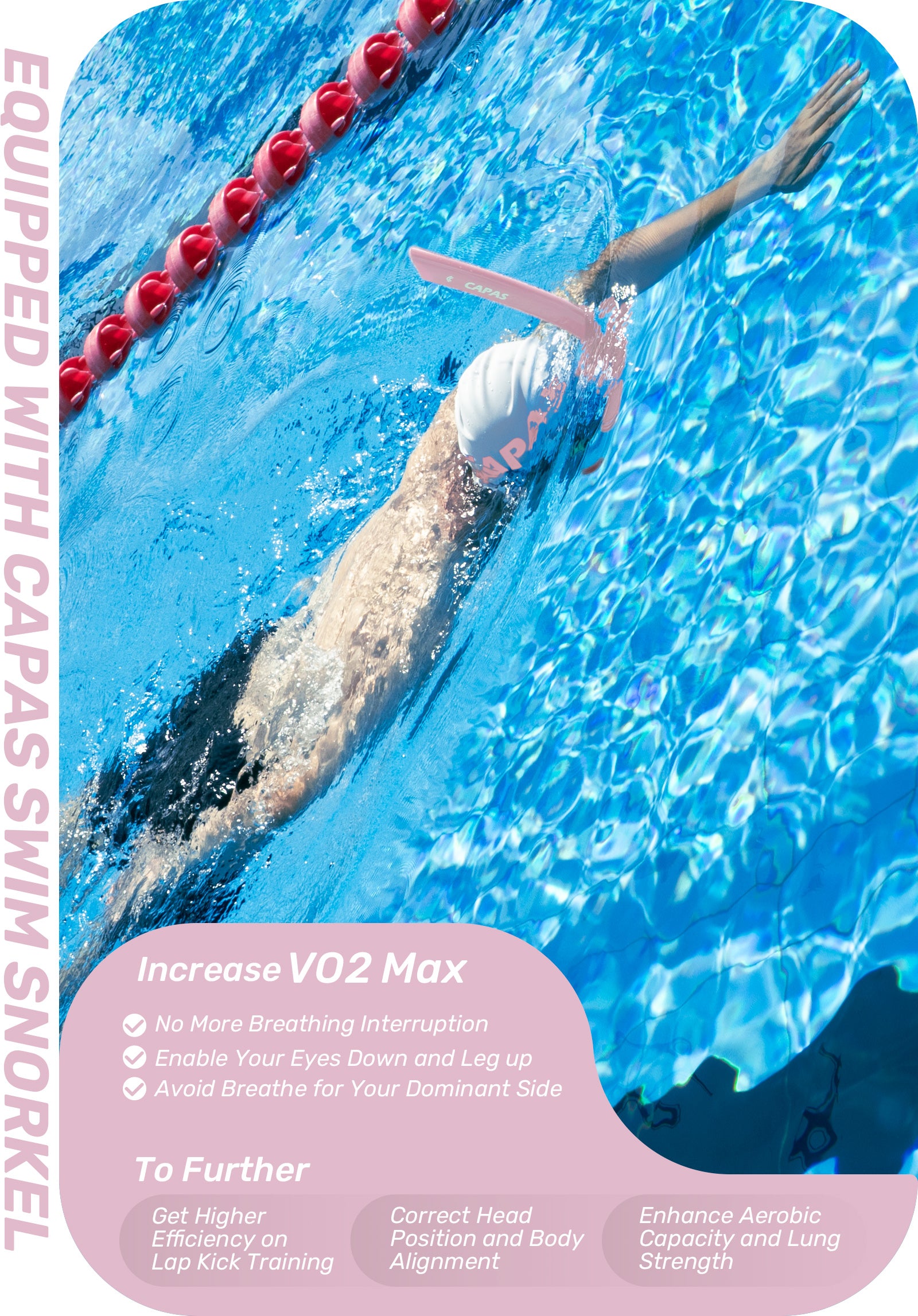 CAPAS Training Swim Snorkel, Pink White