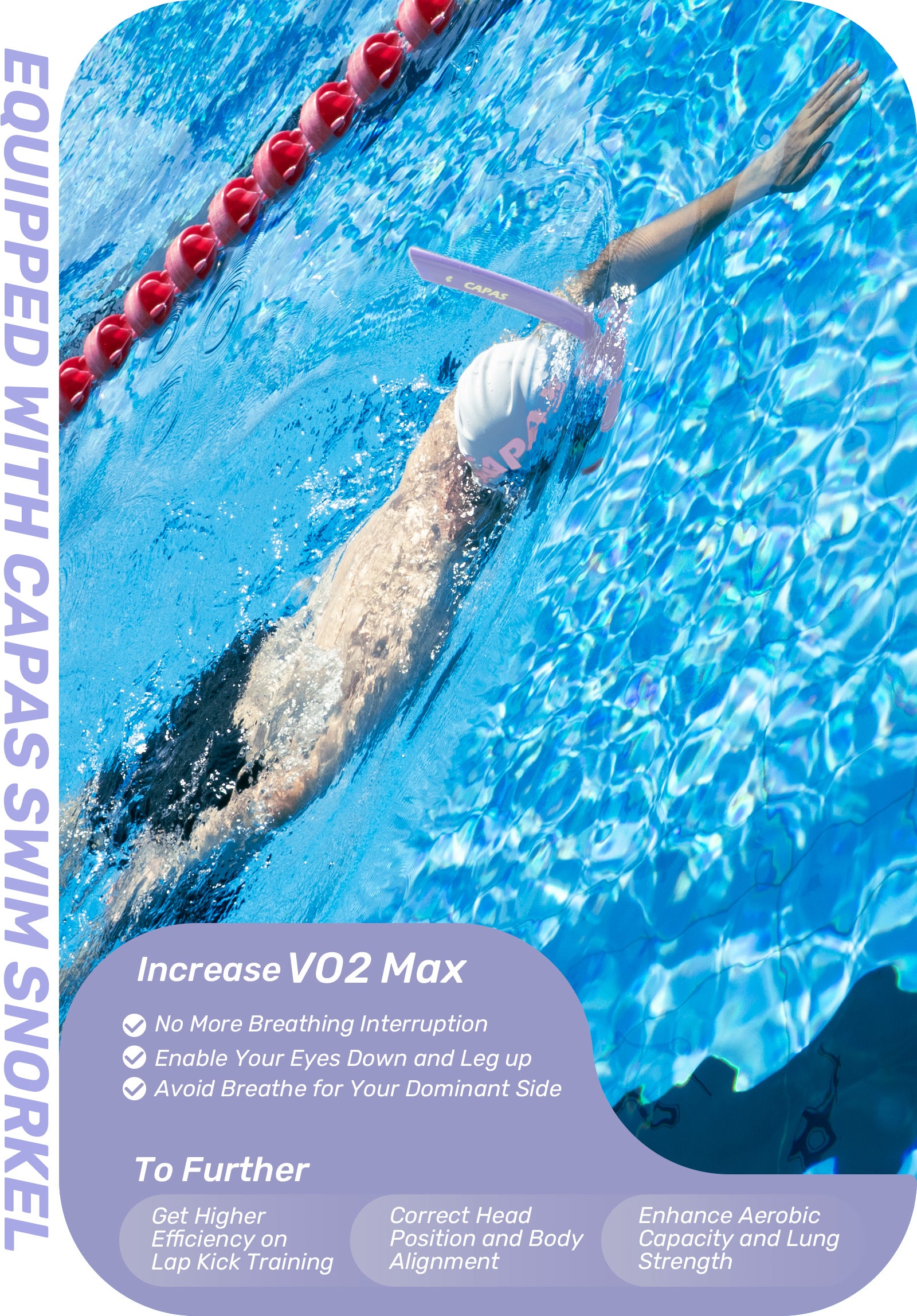 CAPAS Training Swim Snorkel, Purple White
