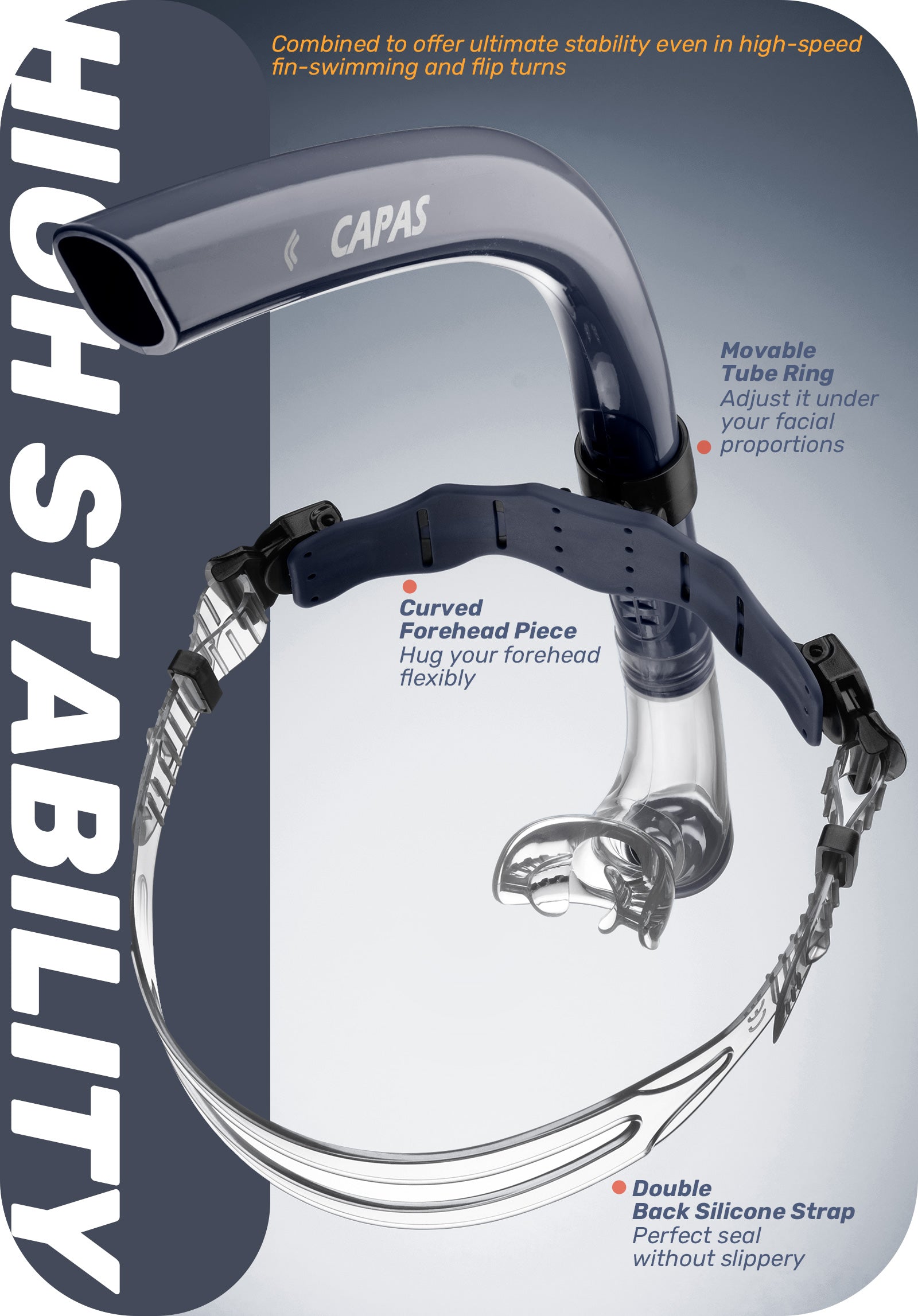 CAPAS Training Swim Snorkel, Navy Black