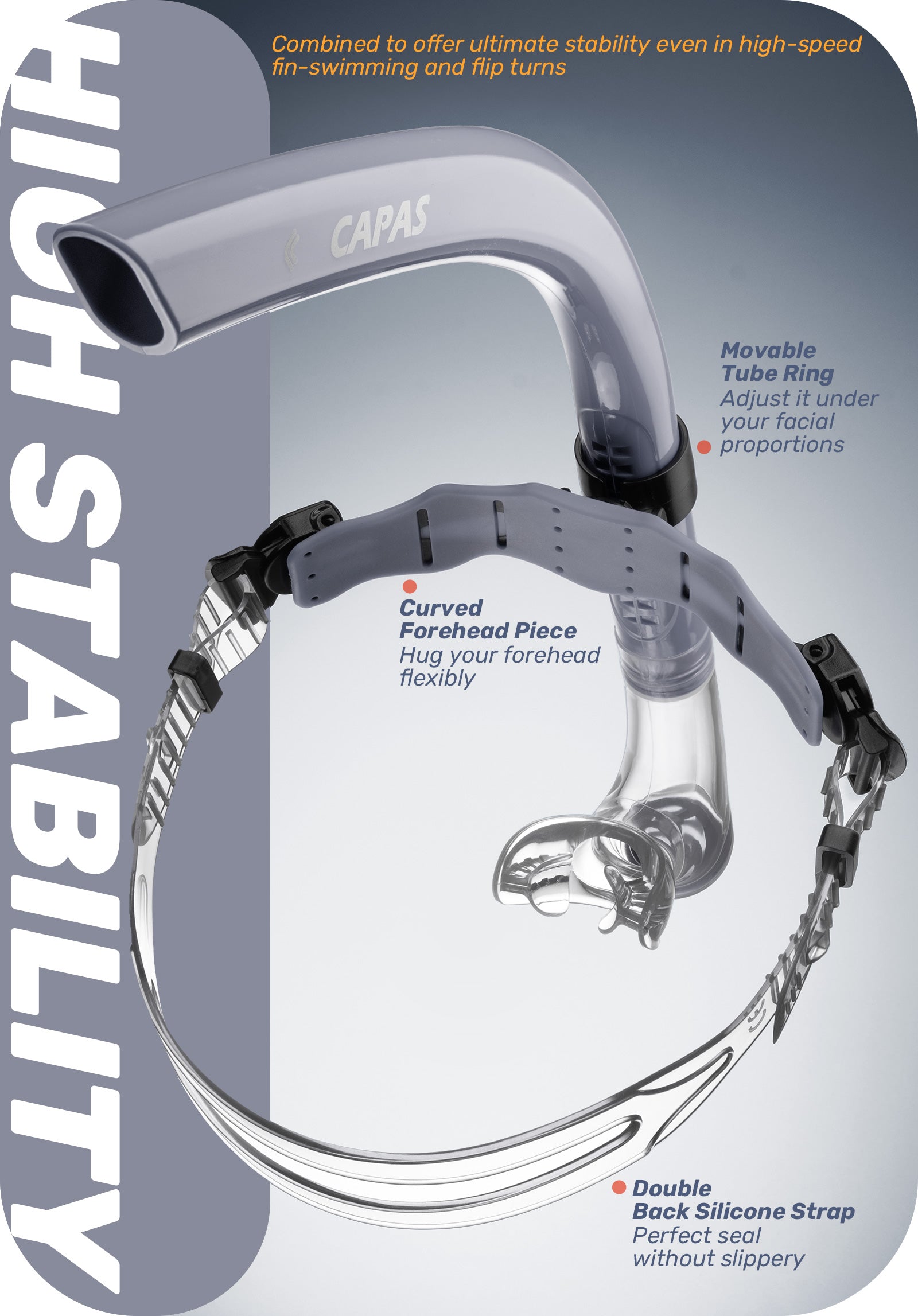 CAPAS Training Swim Snorkel, Grey Black