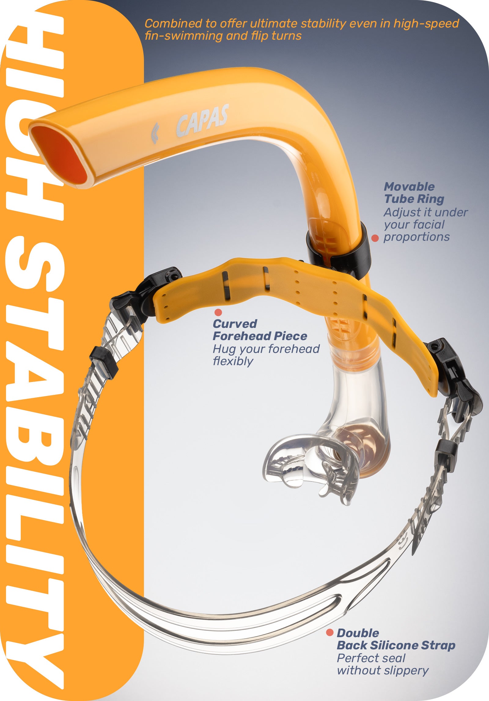 CAPAS Training Swim Snorkel, Orange Black