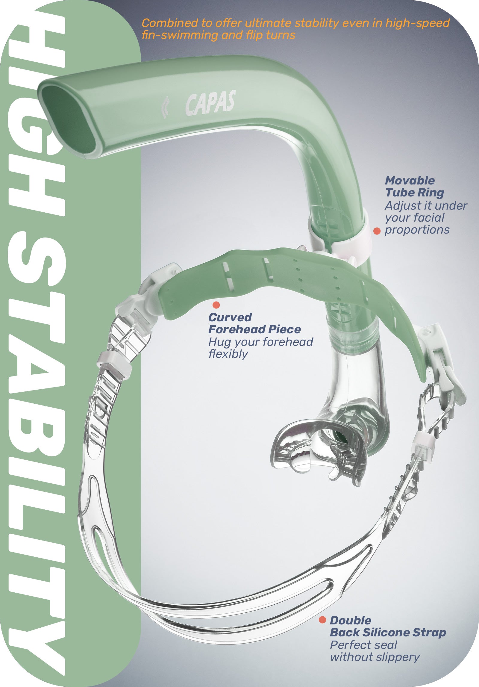 CAPAS Training Swim Snorkel, Green White