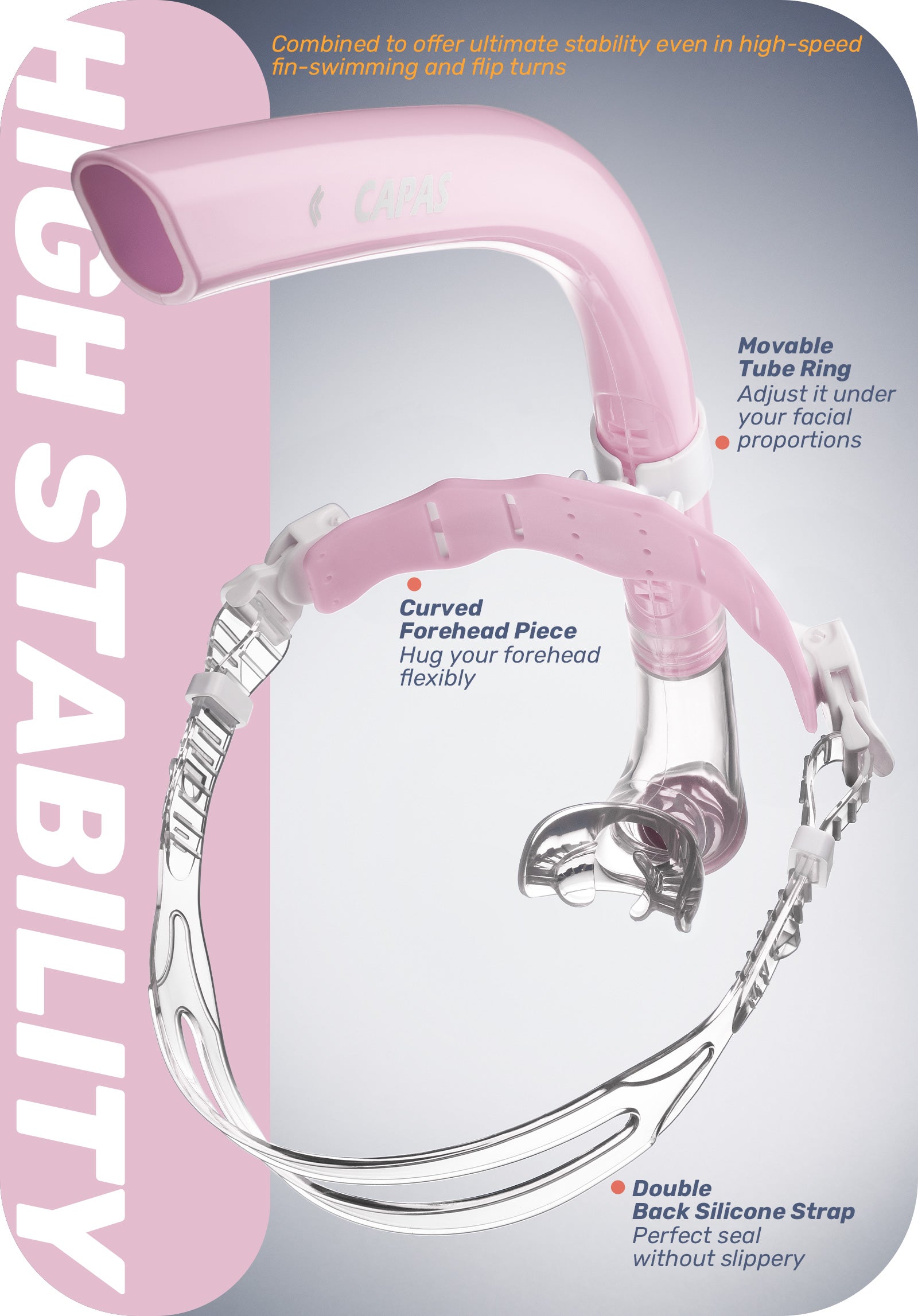 CAPAS Training Swim Snorkel, Pink White