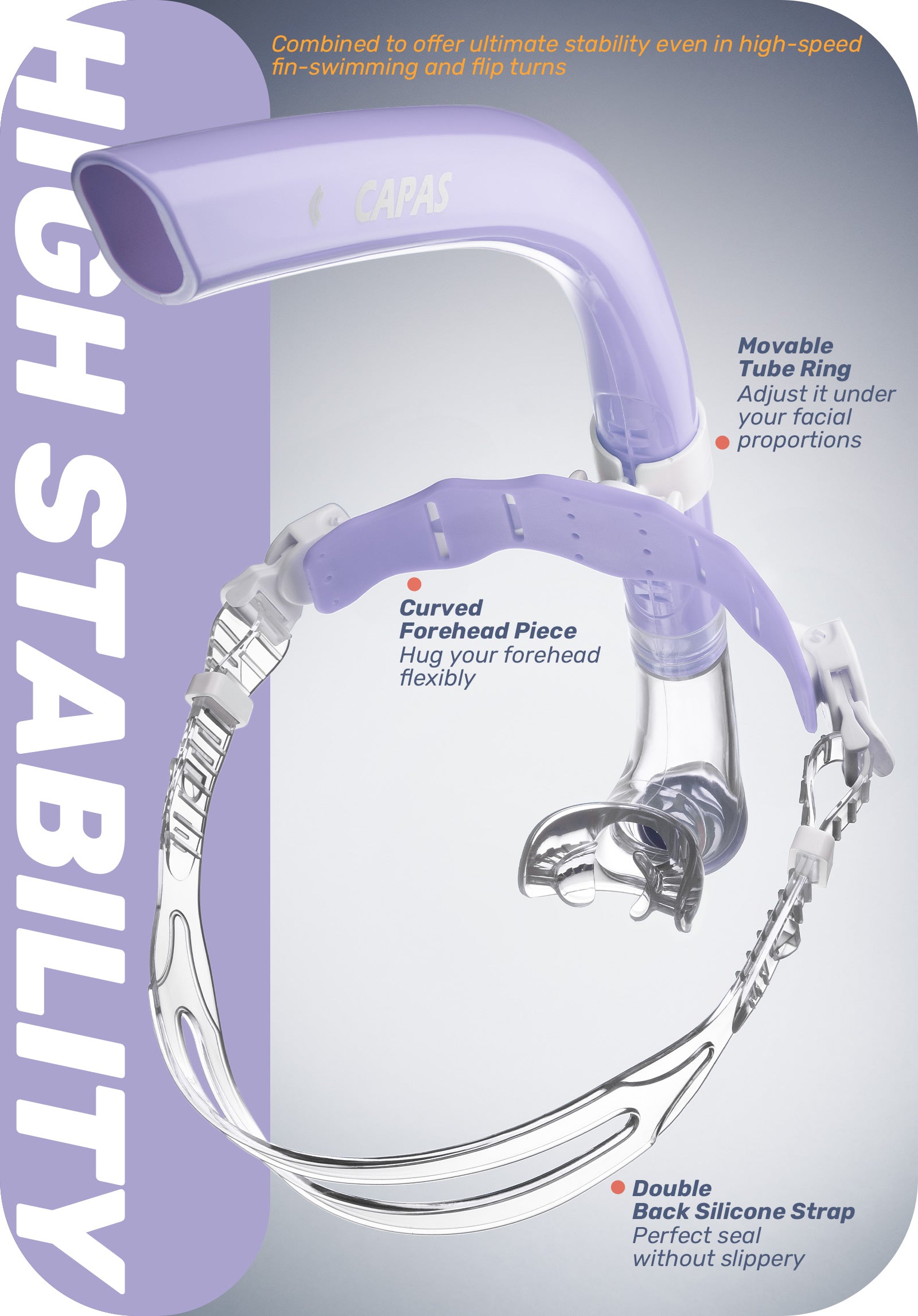 CAPAS Training Swim Snorkel, Purple White