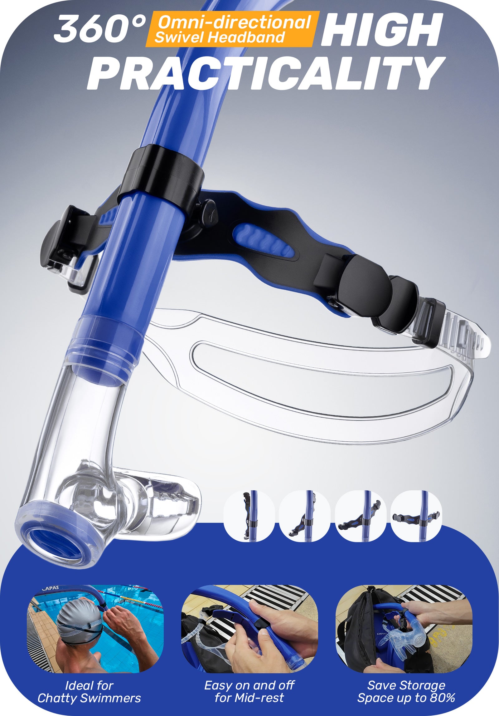 CAPAS Training Swim Snorkel, Blue Black