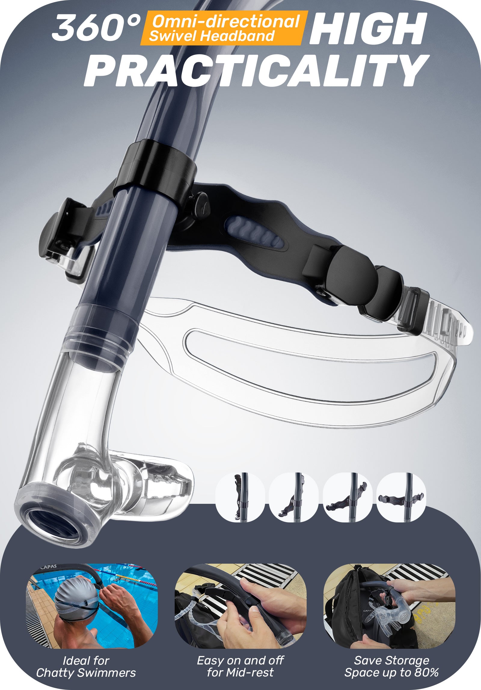 CAPAS Training Swim Snorkel, Navy Black