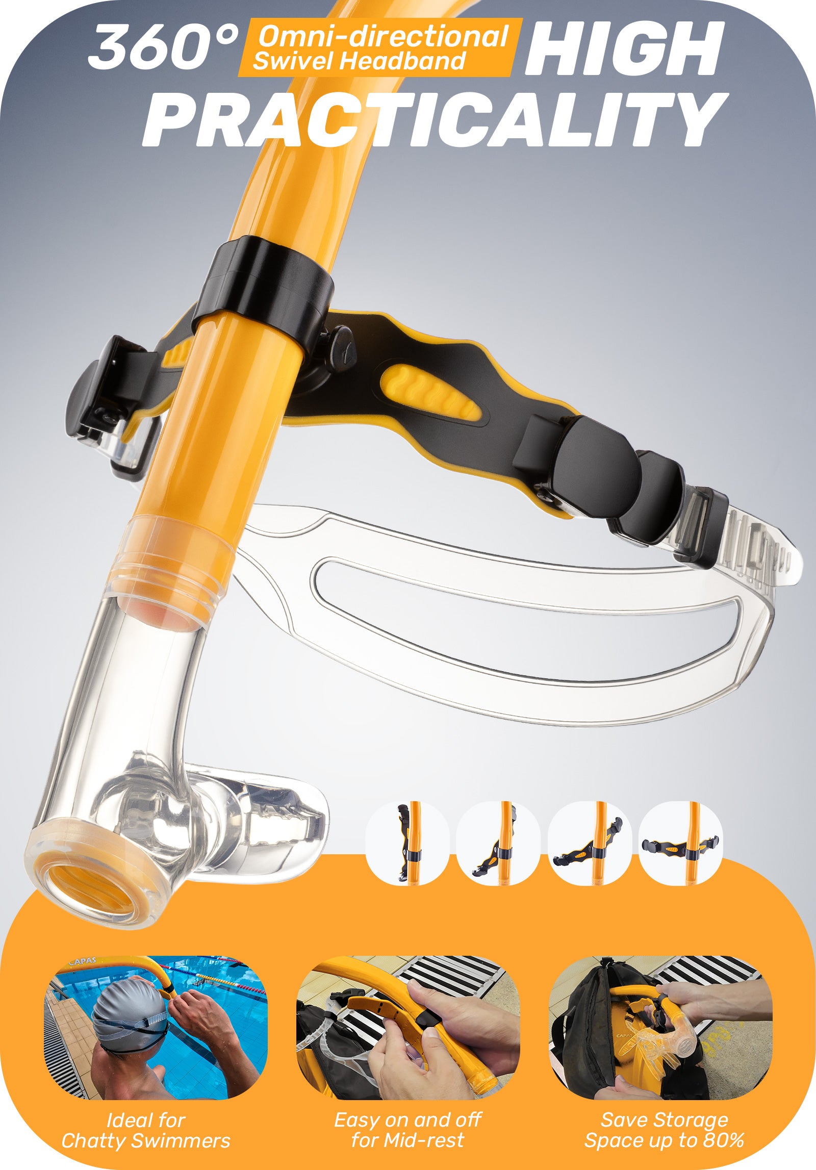 CAPAS Training Swim Snorkel, Orange Black