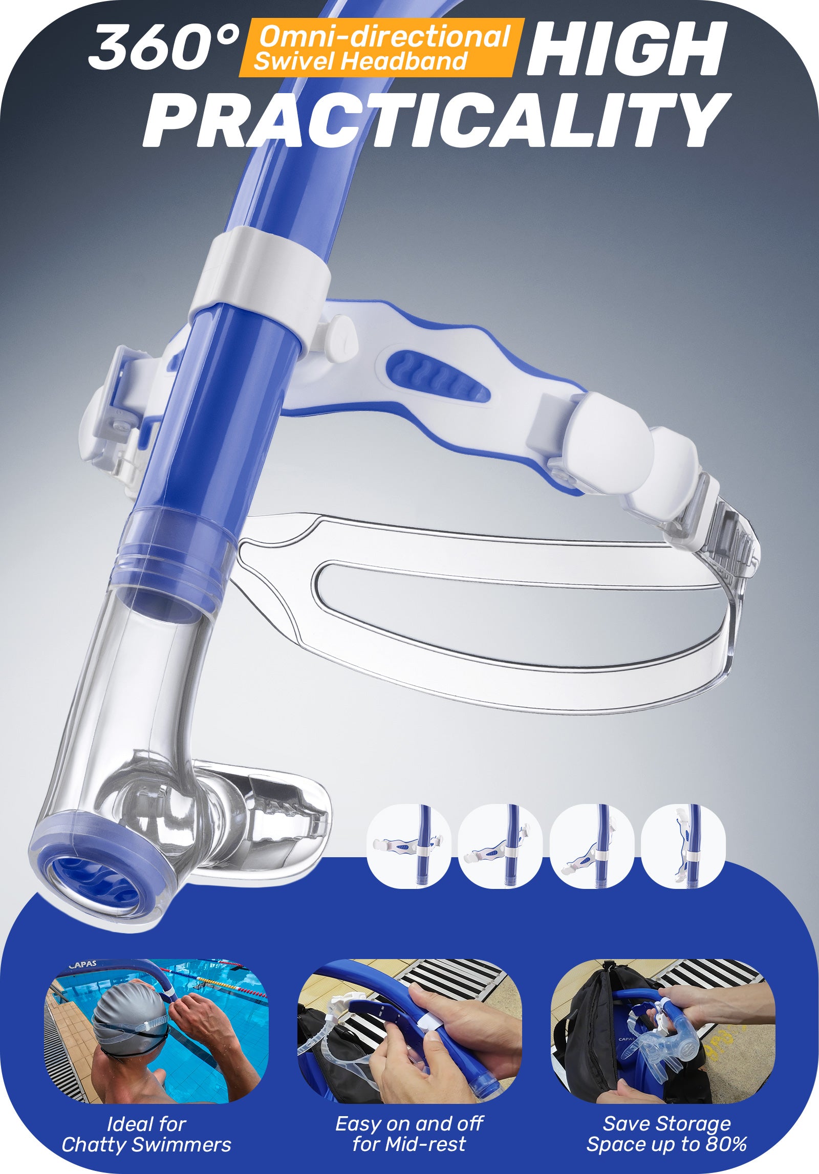 CAPAS Training Swim Snorkel, Blue White