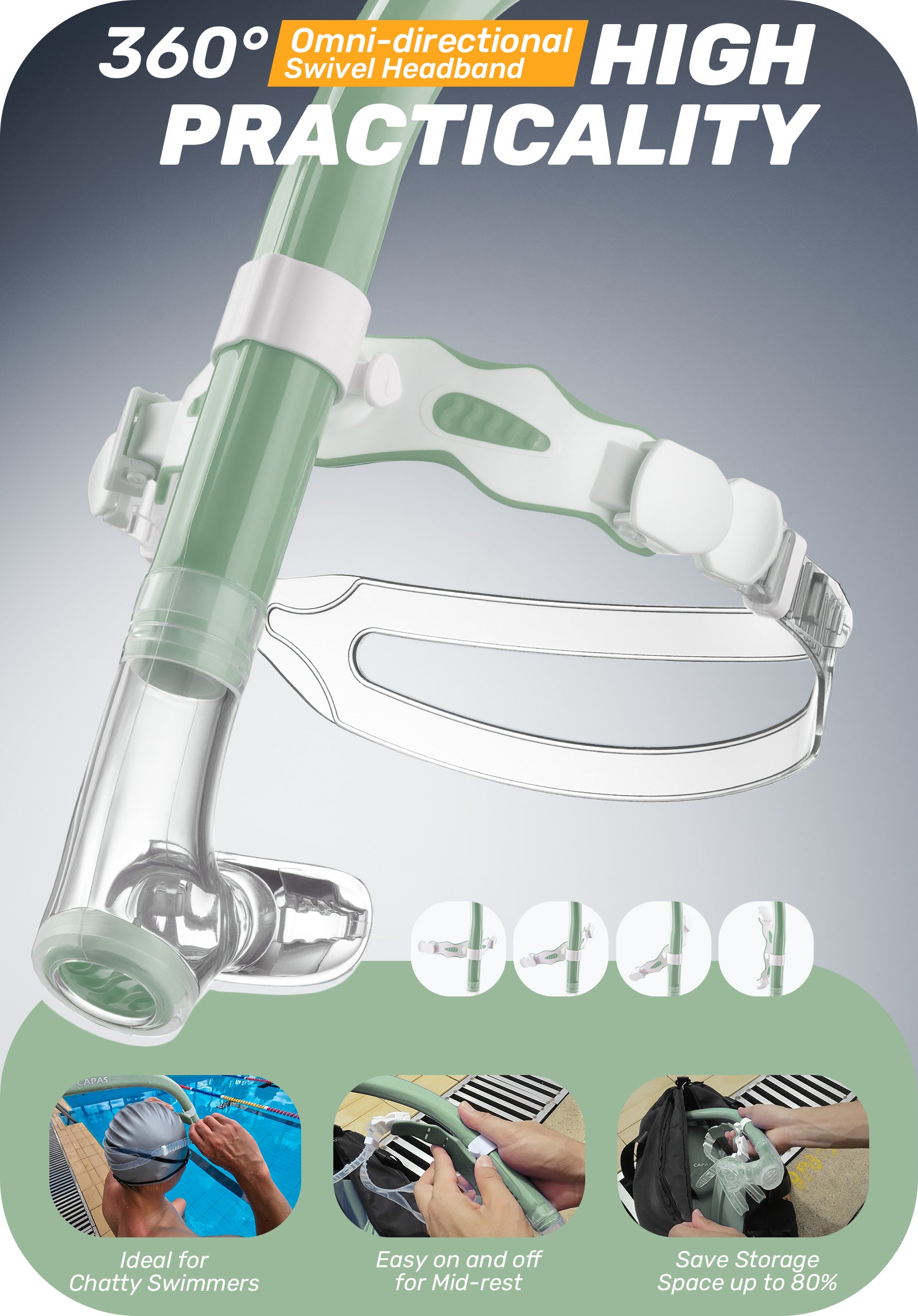 CAPAS Training Swim Snorkel, Green White