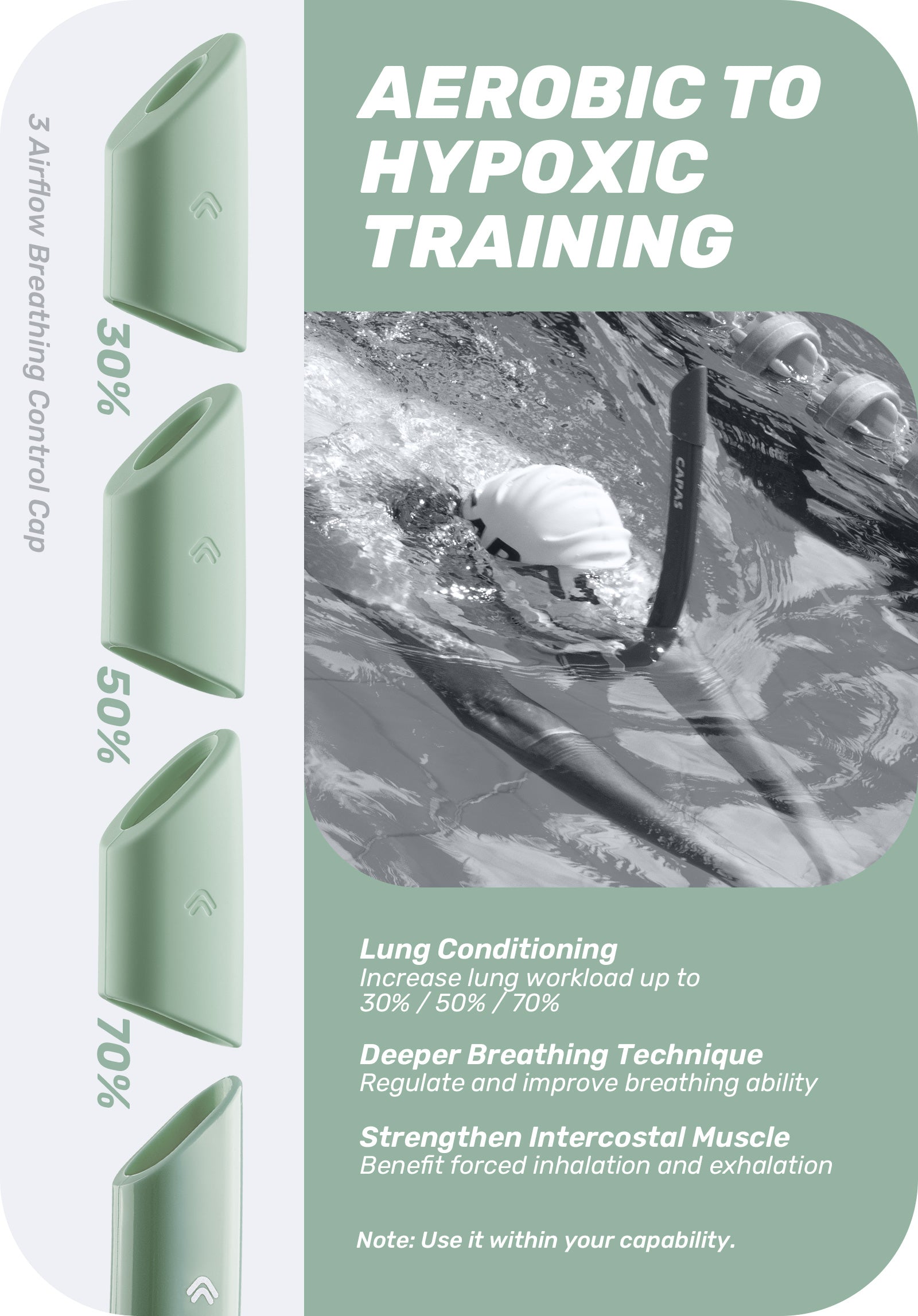 CAPAS Training Swim Snorkel, Green White