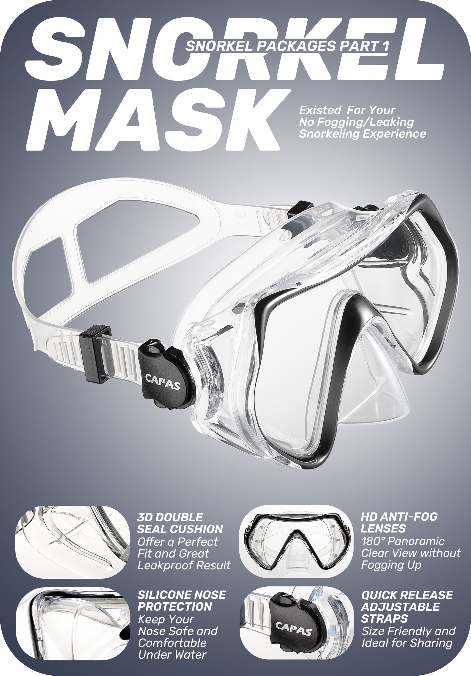 CAPAS Snorkel Set, black