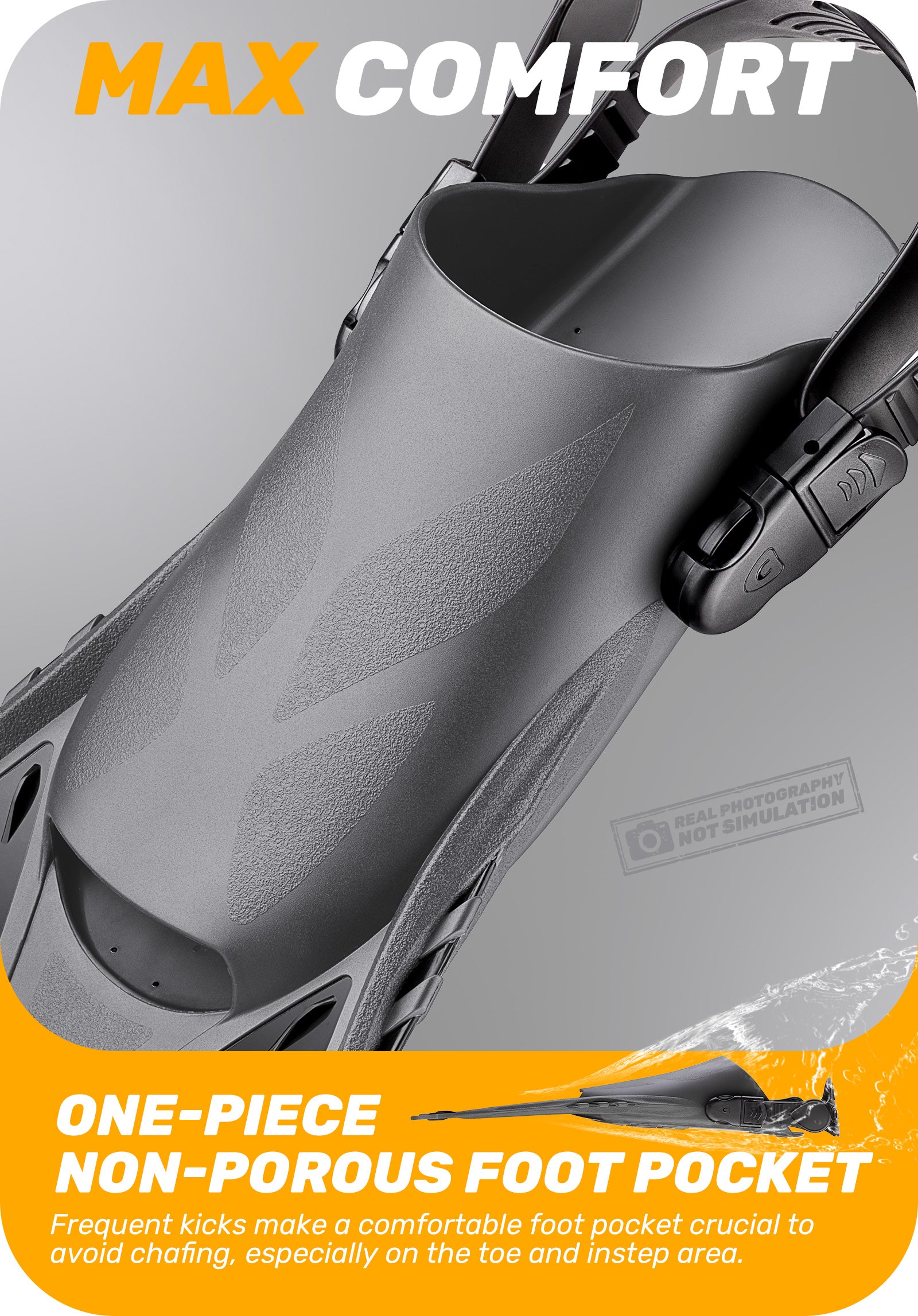 CAPAS Swim Fins for Snokeling, black