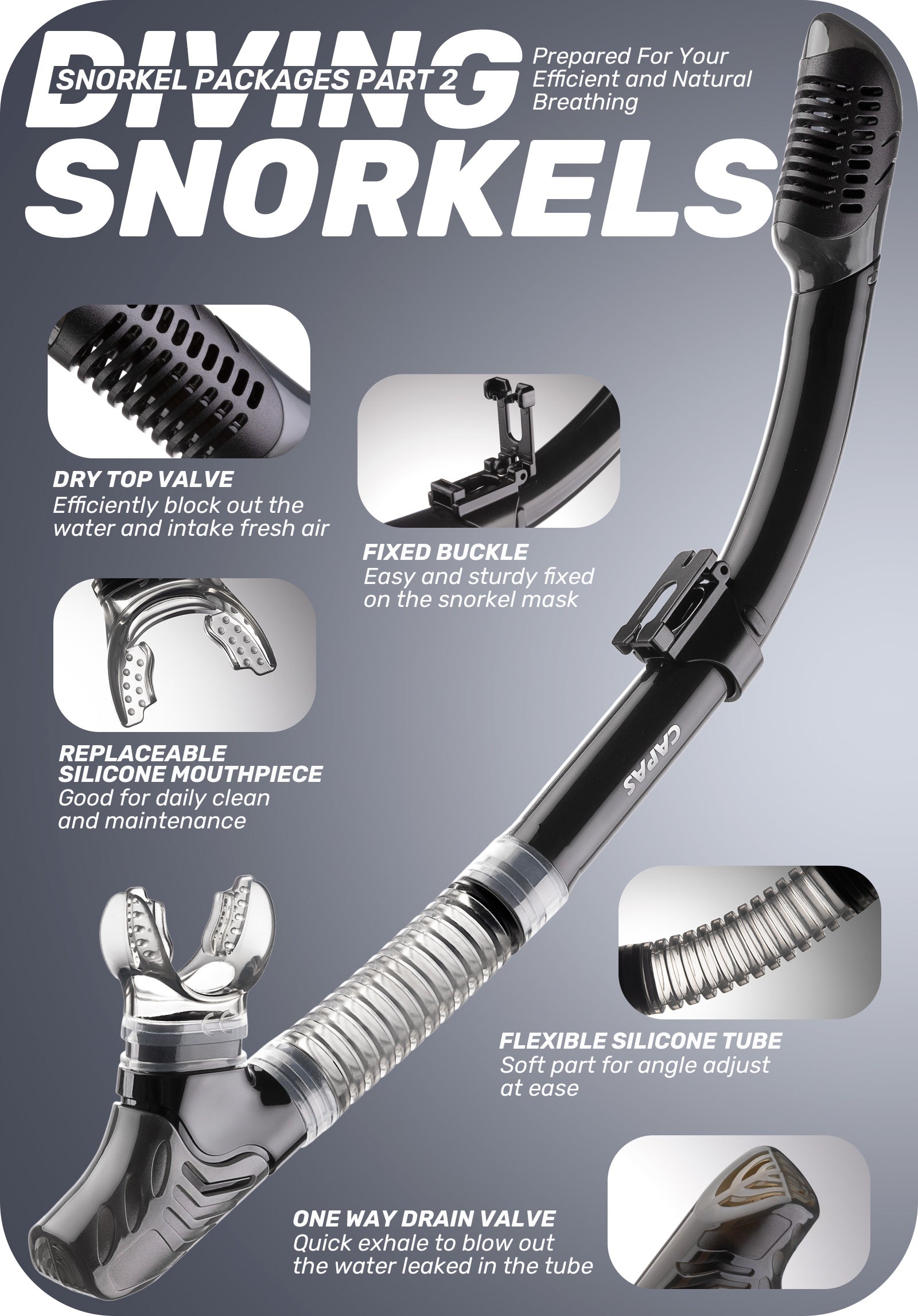 CAPAS Snorkel Set, black