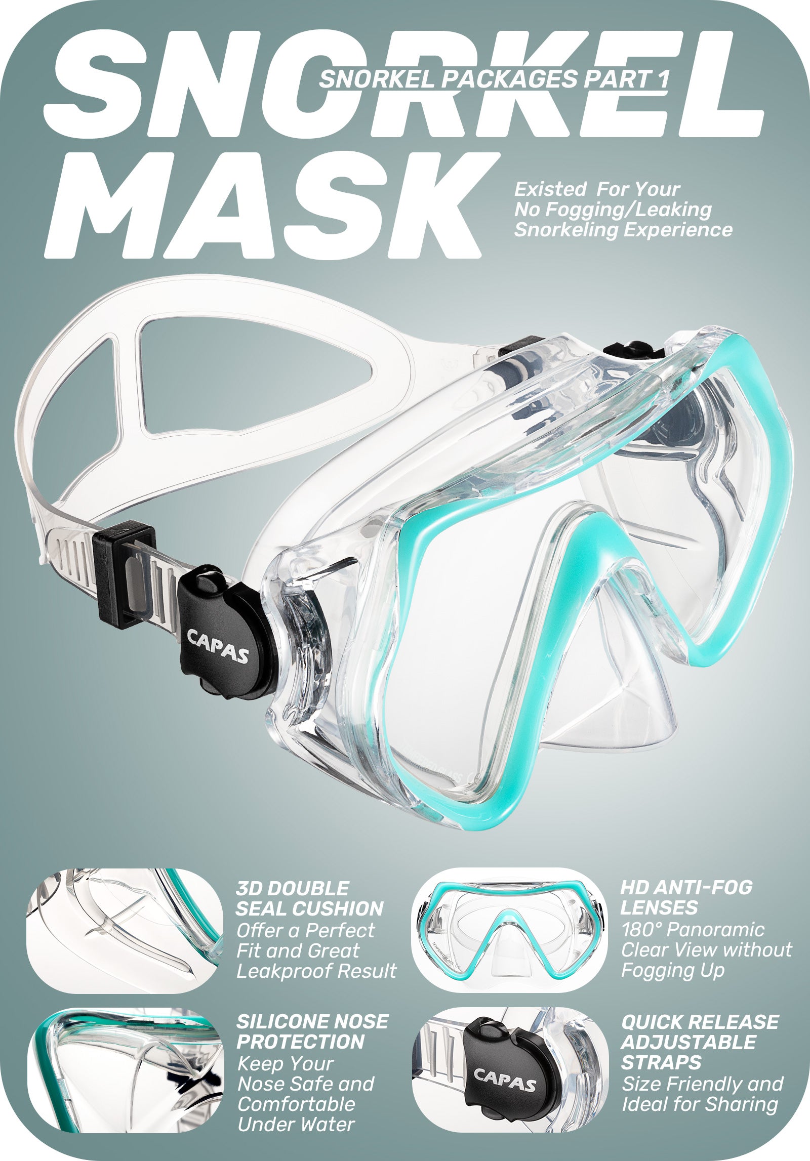 CAPAS Snorkel Set, green