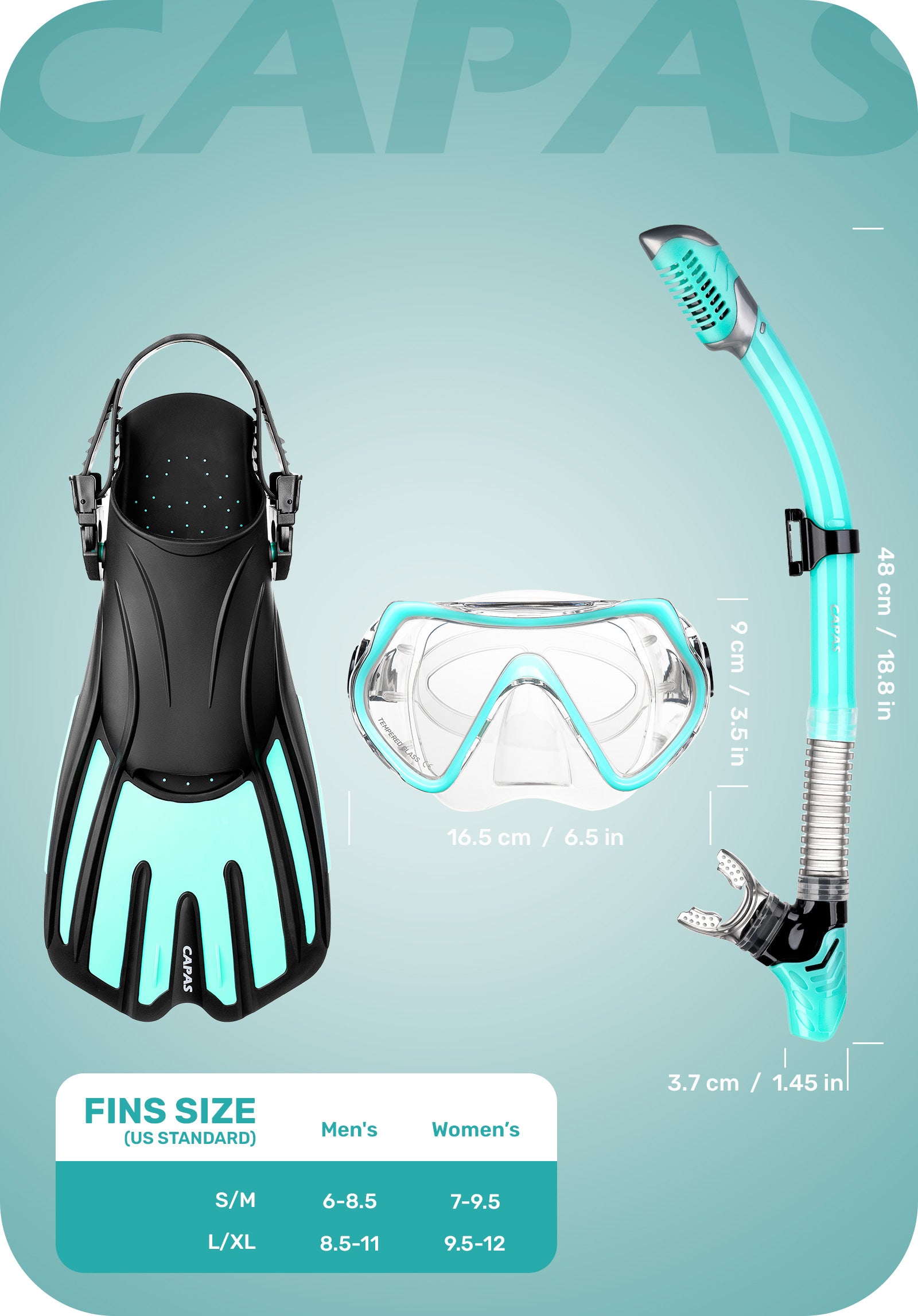 CAPAS Snorkel Set, green