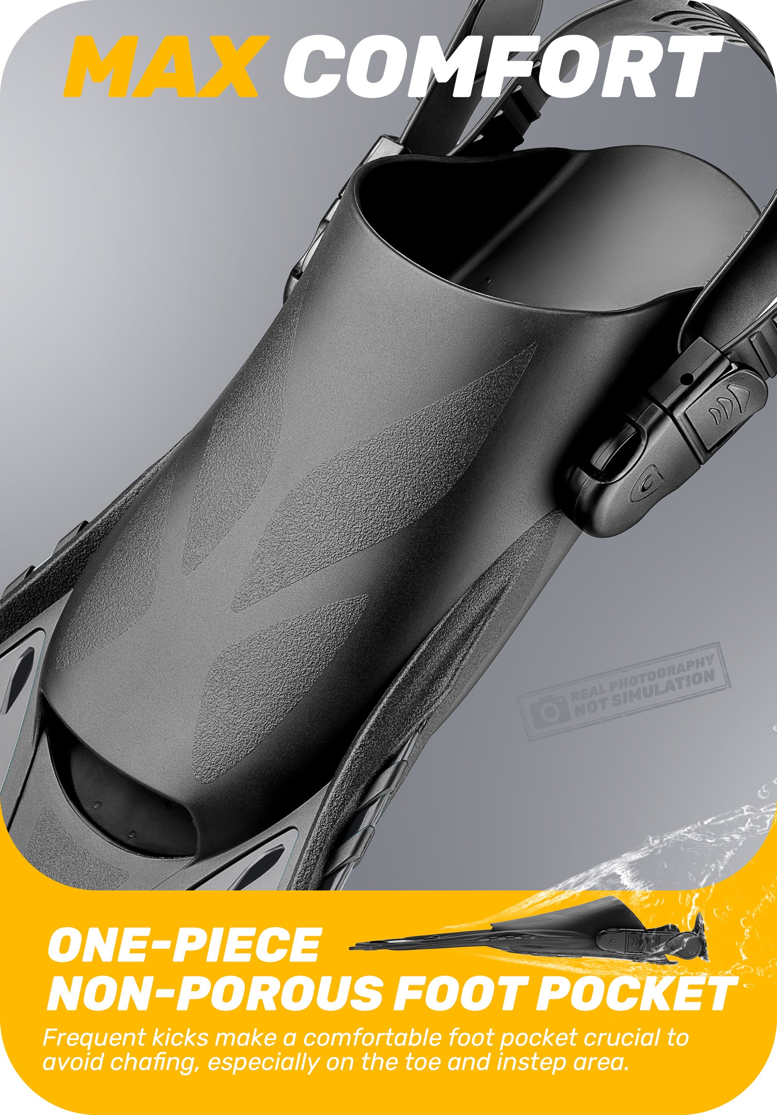 CAPAS Swim Fins for Snokeling, gray