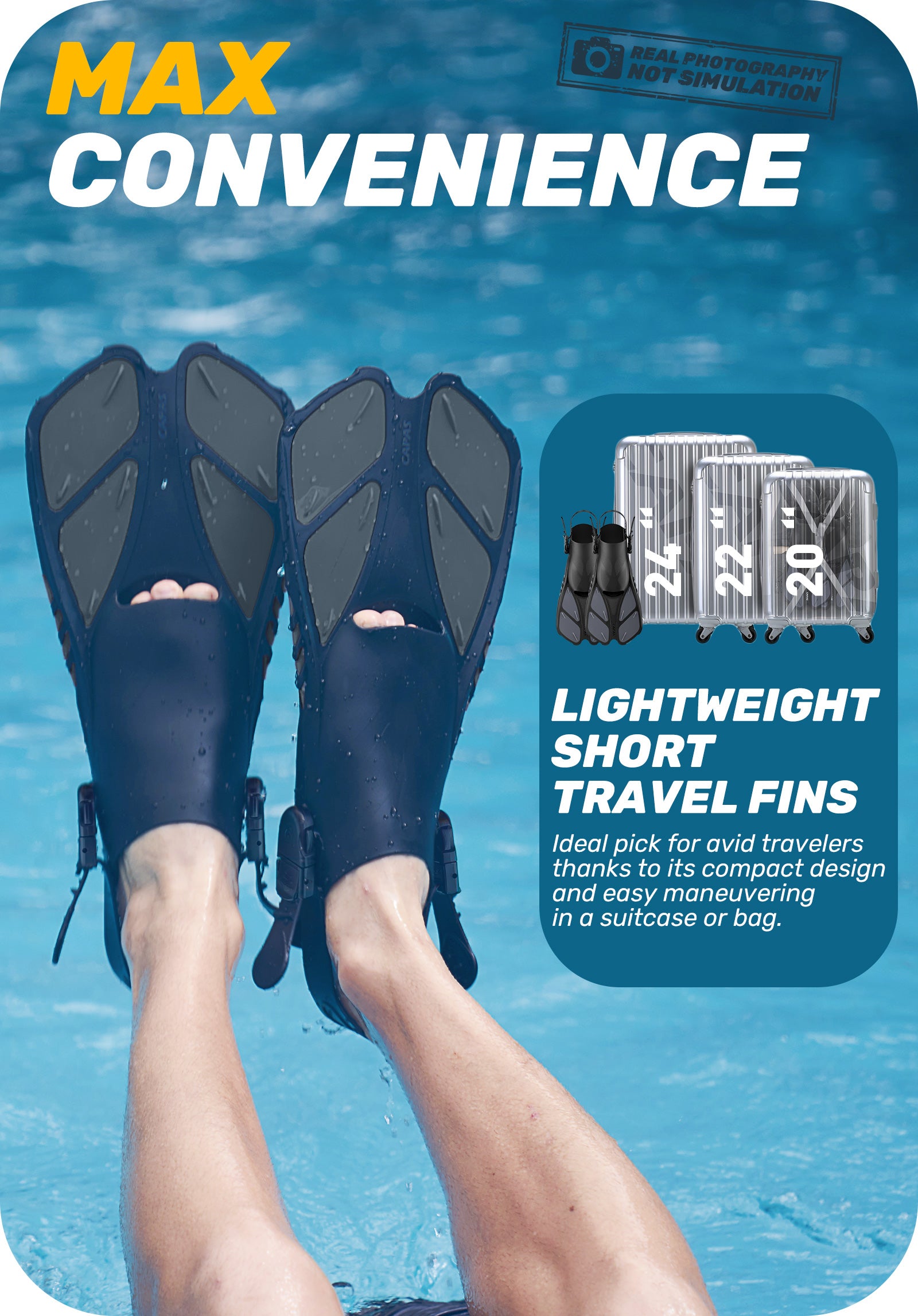 CAPAS Swim Fins for Snokeling, gray